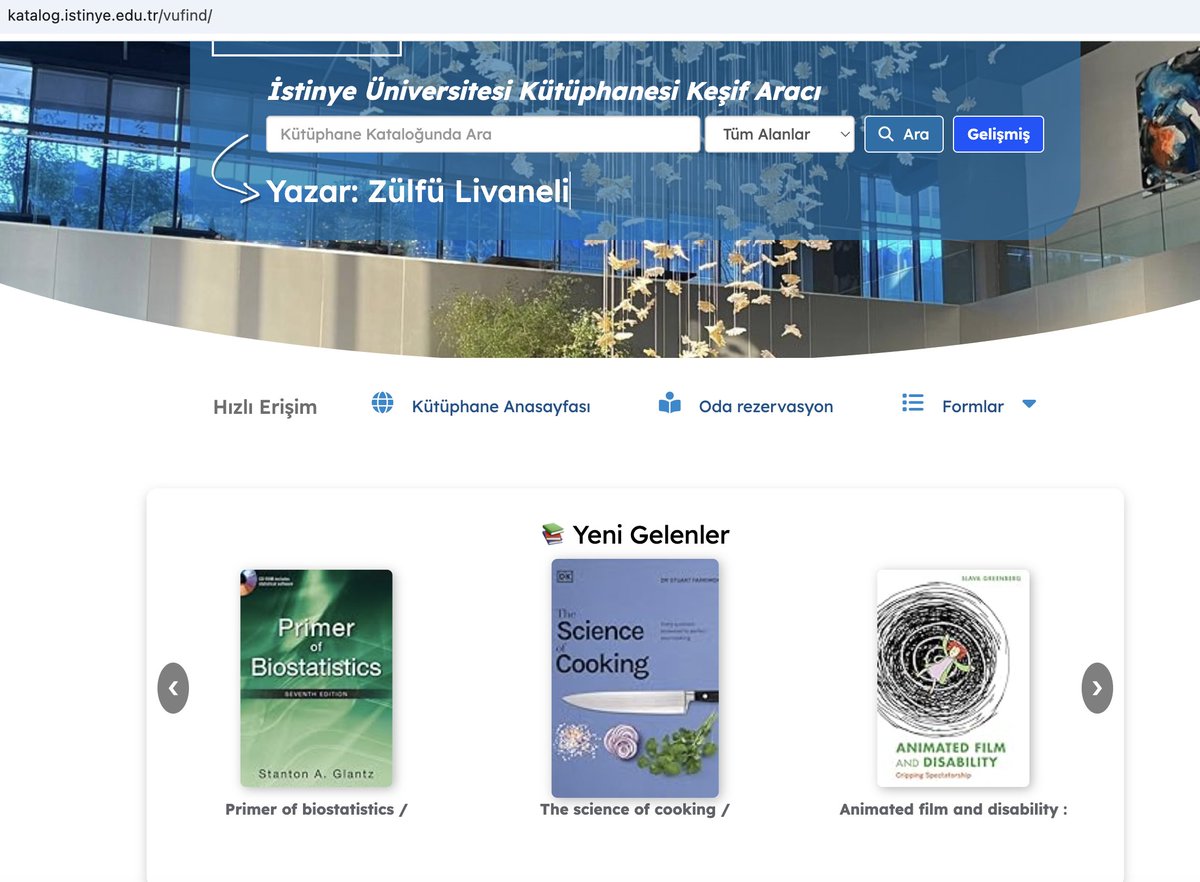 Kütüphanemizde "Yeni Gelenler" heyecanı! 🚀📚

Biostatistikten gastronomiye, animasyon dünyasından güncel araştırmalara kadar aradığın her şey tek bir tık veya bir raf uzağında.

Hemen kataloğumuza göz at, favorini seç! 📖👇🔗 katalog.istinye.edu.tr/vufind/
#İSÜKütüphane #YeniKitaplar