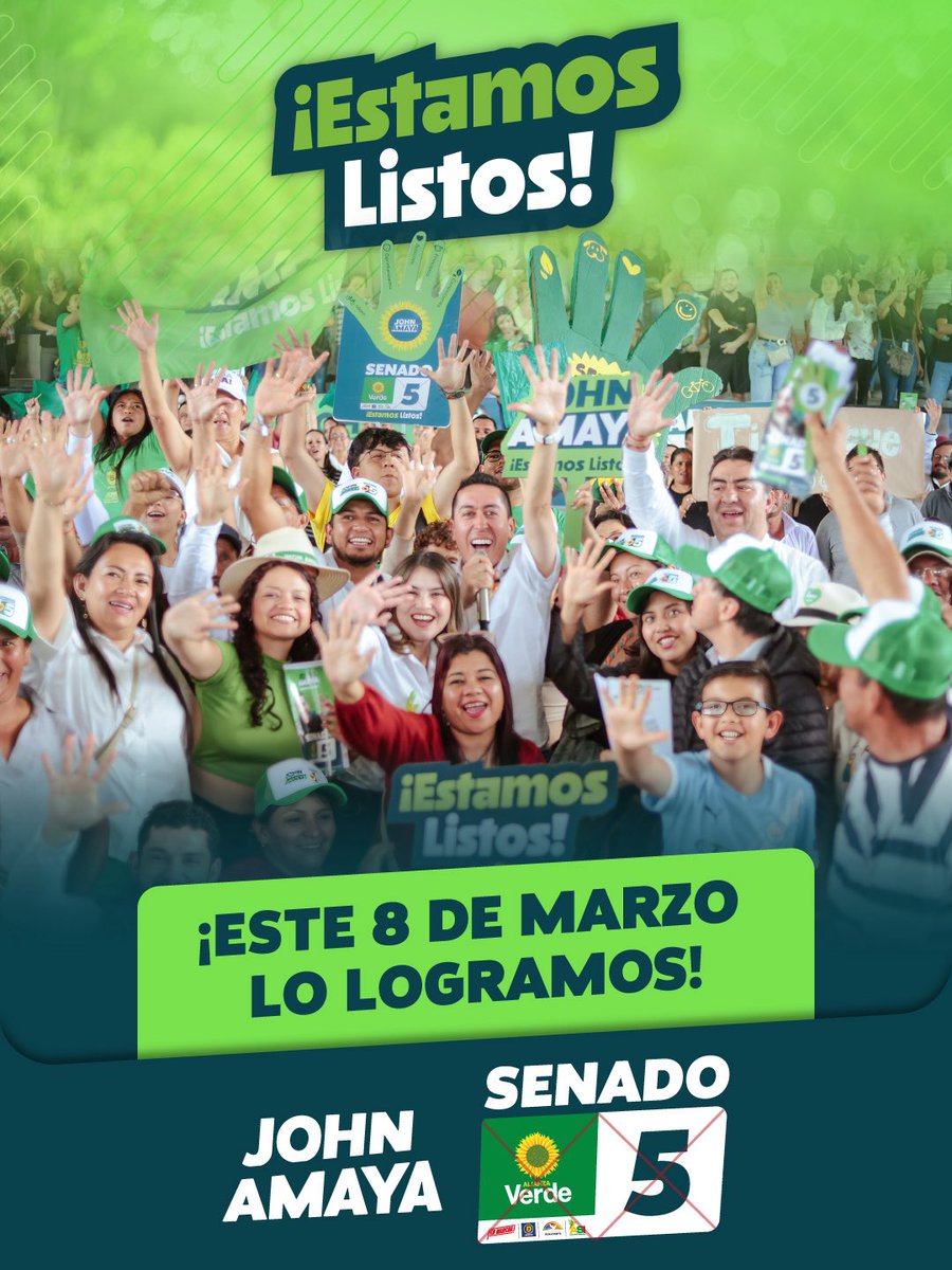 JohnAmayaR's tweet photo. Este 8 de marzo, lo logramos con su voto de confianza. Con sumercé #EstamosListos para construir la Colombia Grande.
Al Senado votamos por #JohnAmayaSenado, marcando en 5️⃣ y el 🌻. https://t.co/Xr4SV685l3