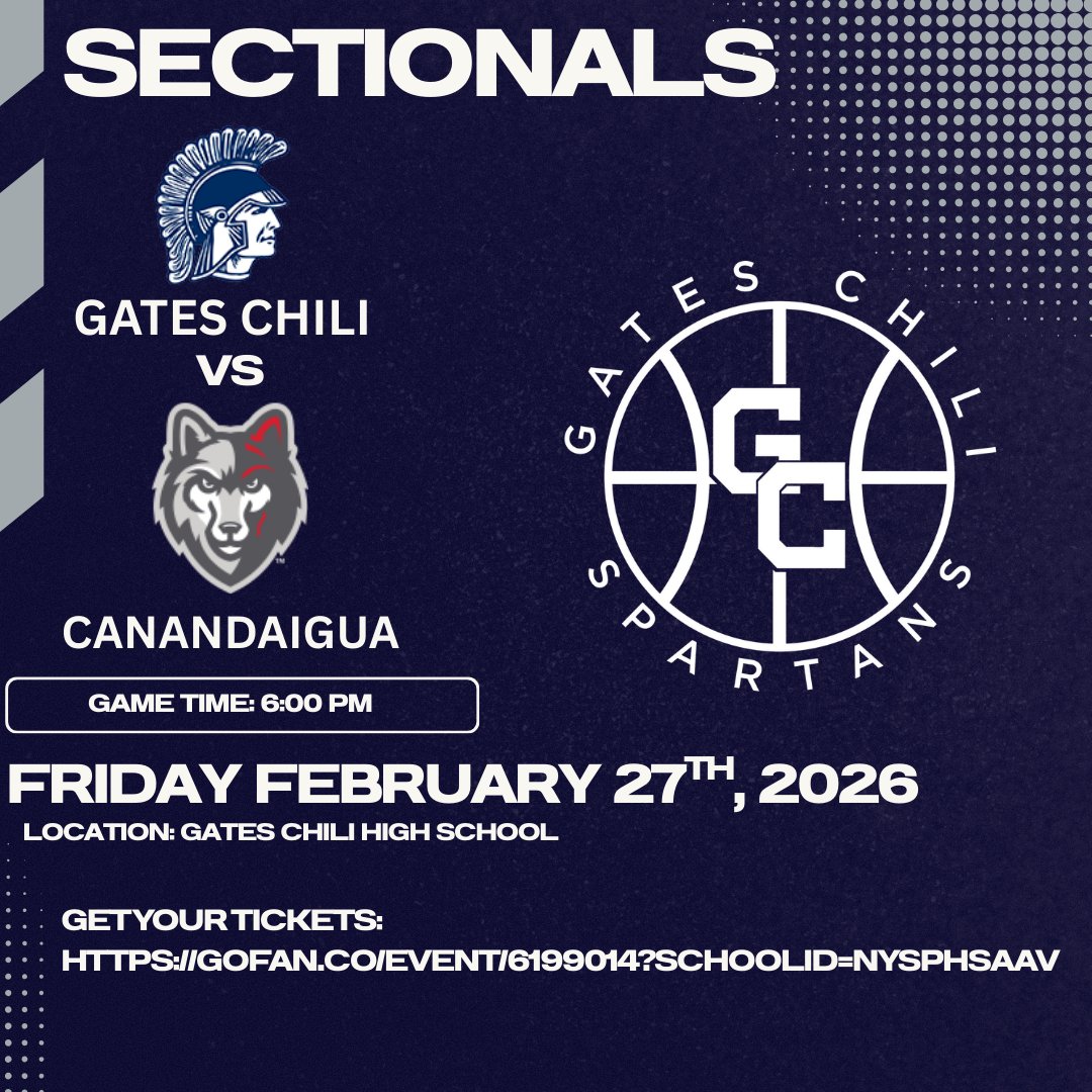 It is Sectional Time!  Quarter Final Match-up, at Gates Chili, come out and support the Spartans.  #gcpride #bleedblue
