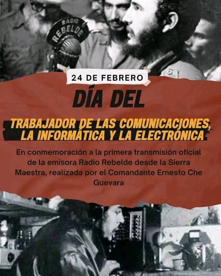 yasmanyas2021's tweet image. #Hoy celebramos en #Cuba el Día del Trabajador de las #Comunicaciones, la #Informática y la #Electrónica. Honramos quienes impulsan el desarrollo tecnológico y comunicacional del país. Esta fecha recuerda la primera transmisión de Radio Rebelde en 1958. @universidad_uci @CubaMES
