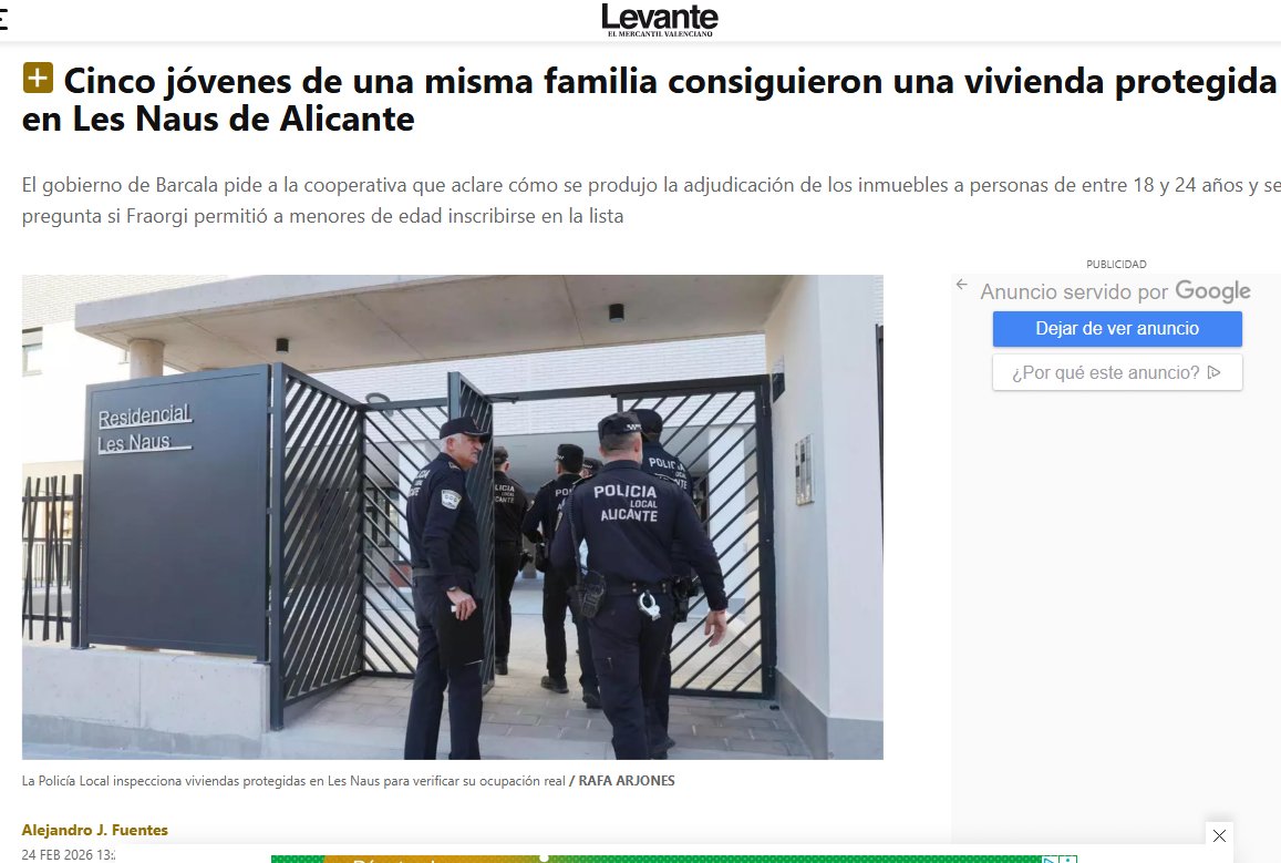 Cinco jóvenes de una misma familia consiguieron una vivienda protegida en Les Naus de Alicante.
Más suerte de Carlos Fabra con la lotería.
levante-emv.com/comunitat-vale…