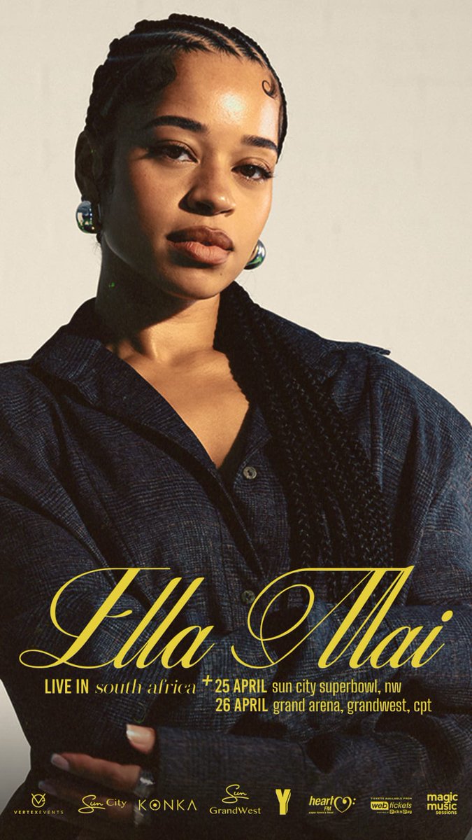 BuzzLifenews's tweet photo. Ella Mai announces two South African Shows in Sun City & Cape Town

Award-winning R&B singer-Songwriter, Ella Mai makes her way to South Africa in April and is set to perform at only two shows - the Konka Kulture Weekend at the Sun City Superbowl on Saturday, 25 April 2026 and will also grace the GrandWest Cape Town stage on Sunday, 26 April.

The English R&B sweetheart will entertain fans at the much-anticipated Konka Kulture Weekend 3-day experience, in partnership with Konka and Vertex Events - in association with Sun City.

The Cape Town crowd will sing along to fan-favourite anthems, at the event solely hosted by Vertex Events.

“As an events company that yearns to cater for various crowds, we are so excited to host yet another elite R&B artist in our country. We look forward to creating once-in-lifetime, live music experiences”, happily expresses Vertex Events’ Head of Events, Zizile Mtshali.
                                                                                                                                                         
Tickets will be available for purchase on Webtickets - https://t.co/YD3opoIzEo and at PicknPay stores nationwide, priced from R790.

https://t.co/uv927GYJGH 

#ElllaMai #SunCity #KonkaKultureWeekend #CapeTown #GrandWest #VertexEvents