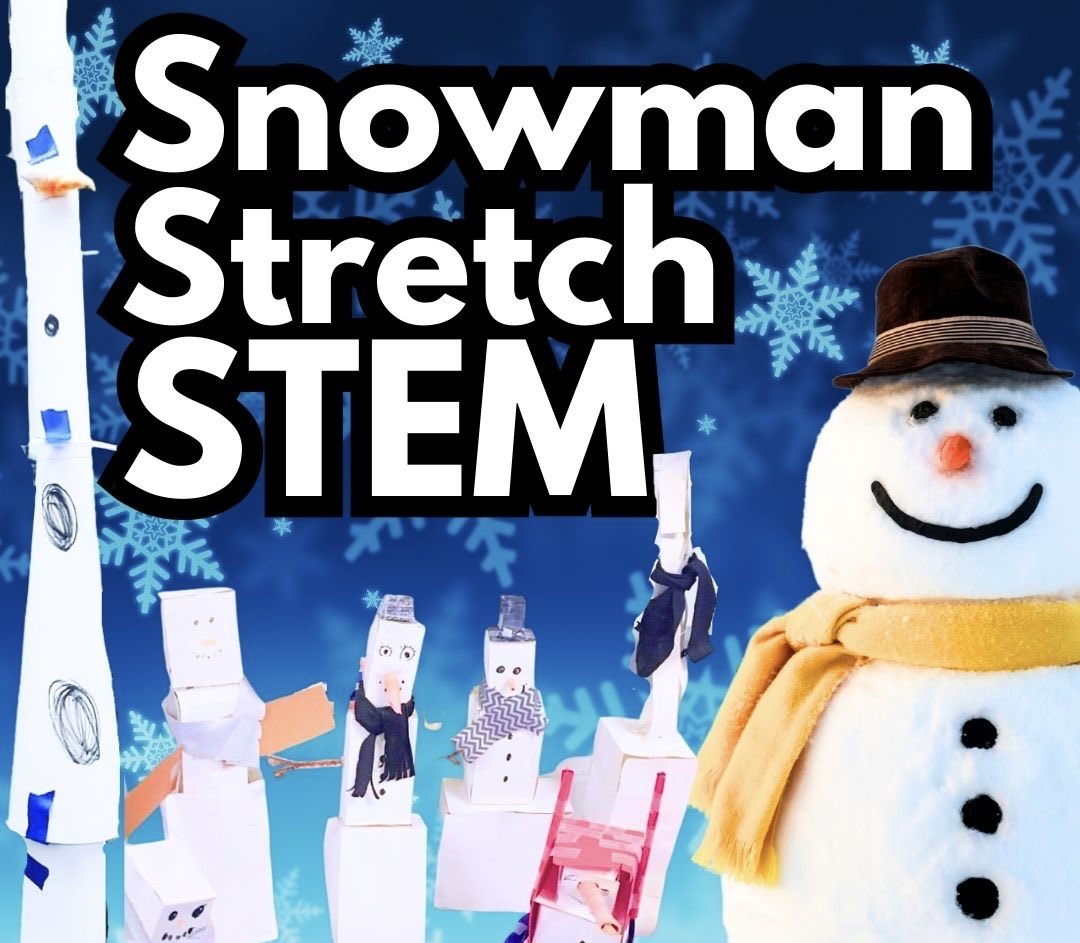 This week, 3-5 will listen to, "Just Snow Already!" by Howard McWilliam. There will be a Snowman Stretch Challenge! ❄️☃️ Use the materials to create the tallest snowman you can. 
Prizes will be awarded according to:
🔨Tallest
🎨 Most creative 
🤝 Best Teamwork