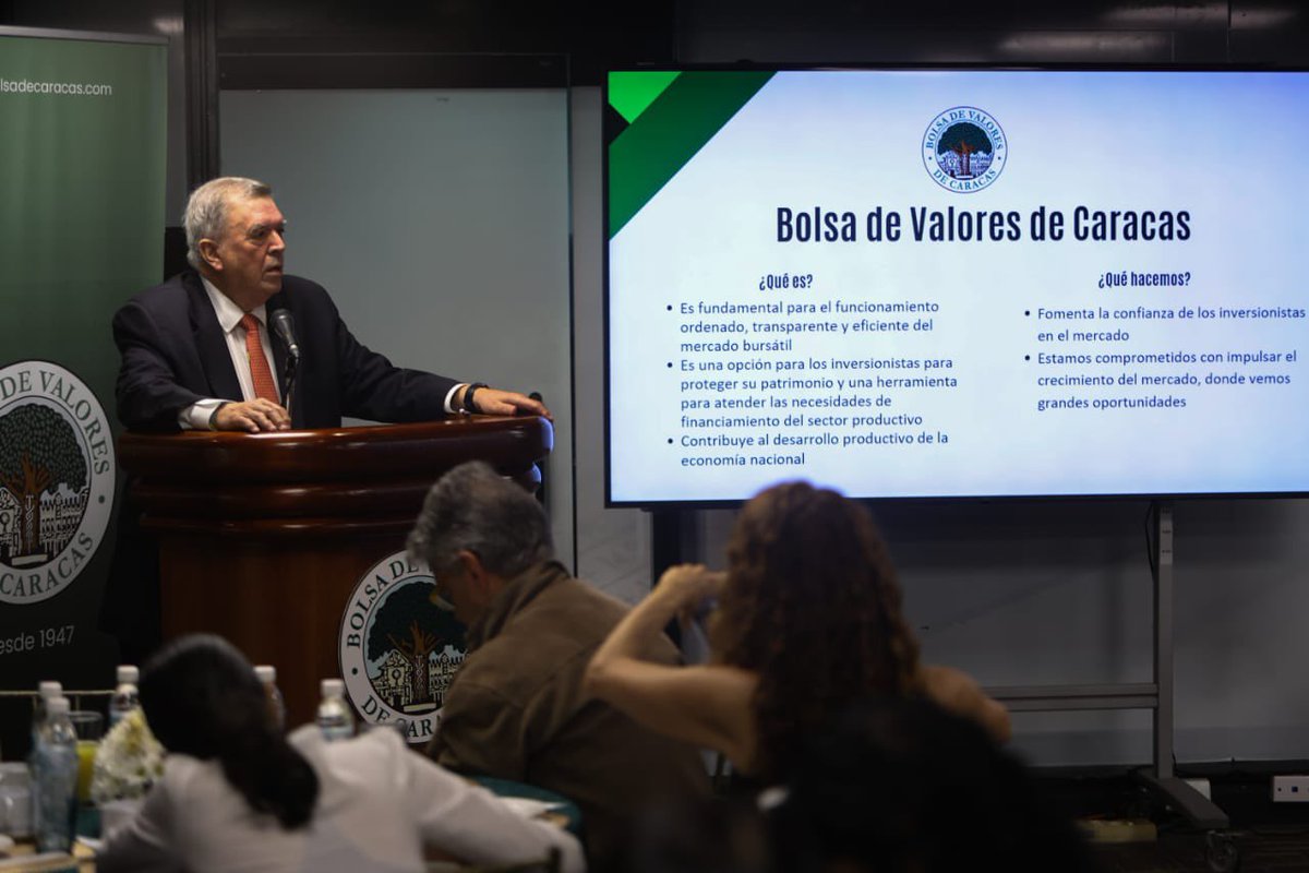 Bolsacaracas's tweet photo. El presidente de la Bolsa de Valores de Caracas , JoséGrasso Vecchio (@josegrasso), compartió las cifras sobre el comportamiento del mercado de valores en el 2025, en un encuentro con periodistas. https://t.co/NE7E8cEjRk