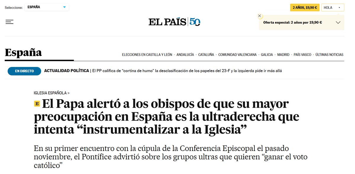 Una vez más (como nos tiene acostumbrados) miente, engaña, confunde y manipula. <a href="/el_pais/">EL PAÍS</a> Los obispos <a href="/Confepiscopal/">ConferenciaEpiscopal</a>   españoles desmienten esta mentira grosera y repugnante de un diario que se hace cómplice de las miserias y genera enfrentamiento.  Dan asco.