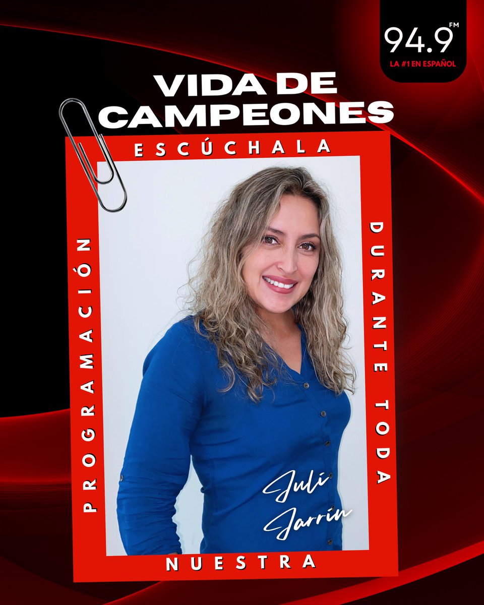 💃 Con nuestras cápsulas, la música que amas y las voces que te acompañan van contigo a donde estés.

📻 Vida de campeones con Juli Jarrin.
🎧 Disfrútala a lo largo de toda nuestra programación y déjate llevar por el ritmo latino.

✨ 94.9fm, la número 1 en español.

#949fm