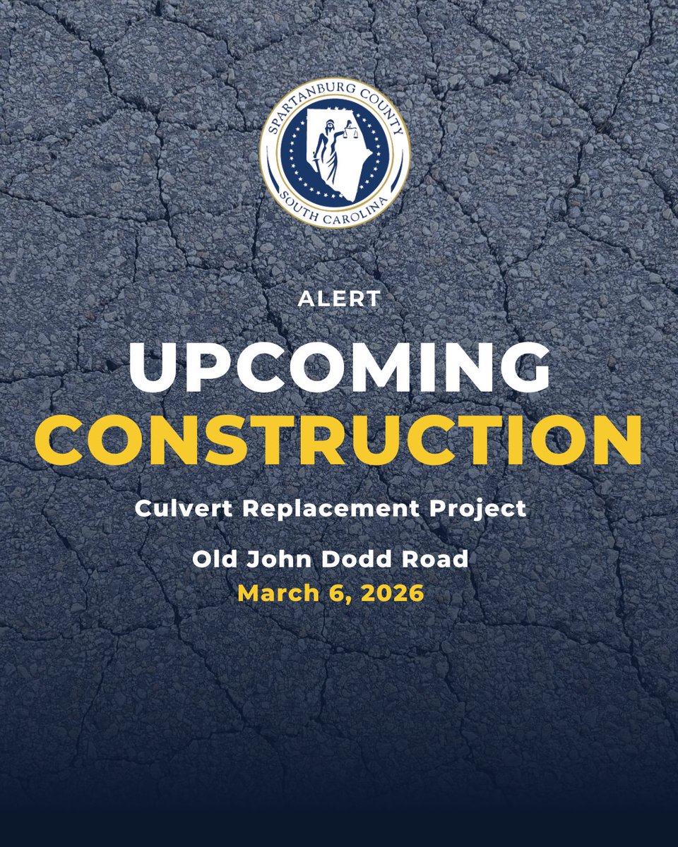 HEADS UP, DRIVERS! Crews are scheduled to begin a culvert replacement project on Old John Dodd Road (near 496 Old John Dodd Road) on March 6, 2026. Work is expected to be completed by June 1, weather permitting. Please plan for potential delays and use caution in the area.