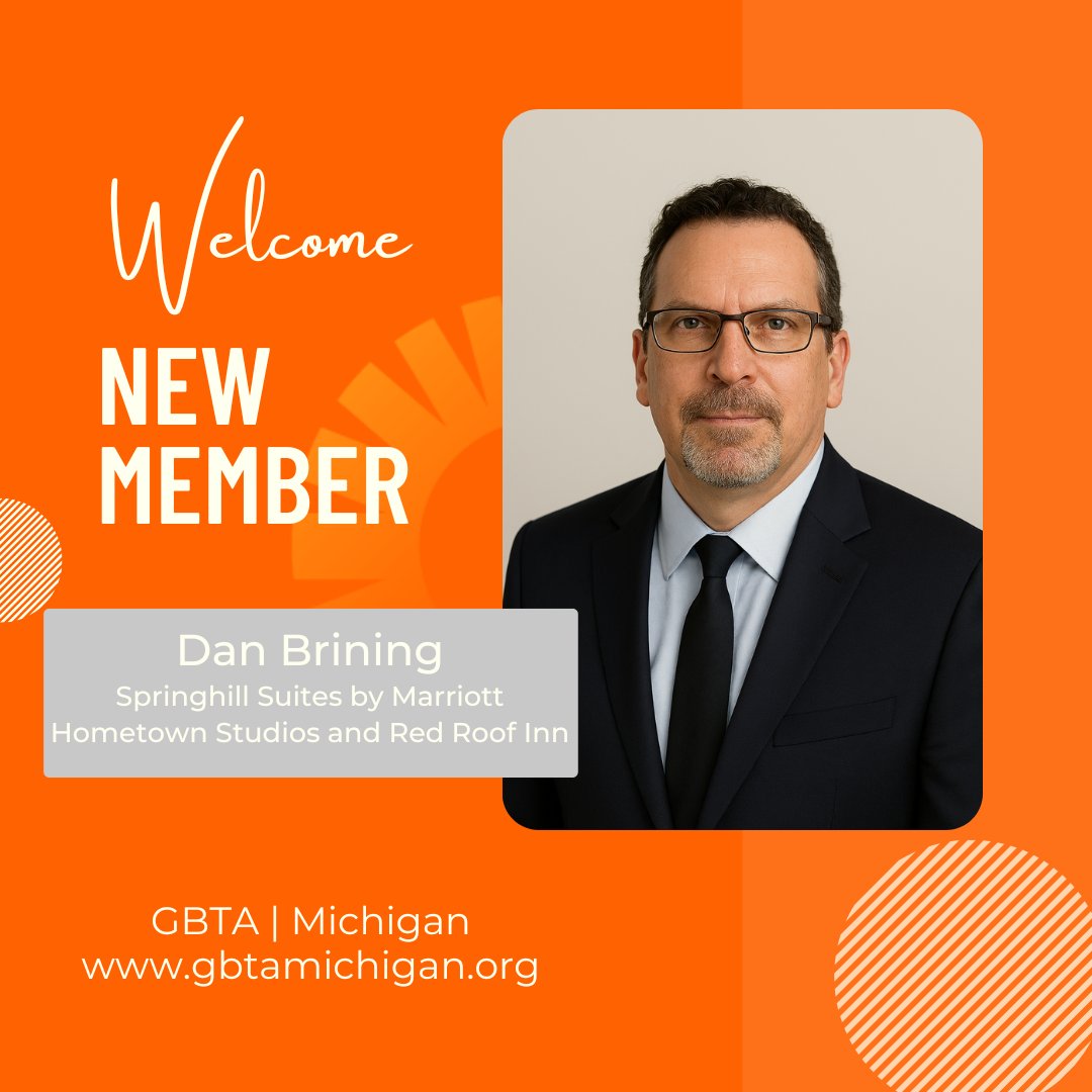 GBTAMichigan's tweet photo. Welcome #NewMember Dan Brining! 👏38+ years in hospitality with Marriott, IHG &amp; Hilton. Director of Sales | Southfield Portfolio. Glad to have him join GBTA Michigan!

#GBTAMichigan #GBTA #BusinessTravel #HospitalityLeadership #TravelIndustry https://t.co/3CTafNYmUK