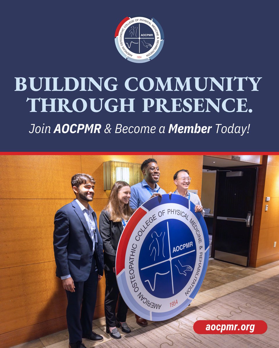 aocpmr's tweet image. Where you show up matters. AOCPMR membership represents shared values, professional connection, and leadership within osteopathic physiatry—at meetings, in practice, and beyond.

Become a member at aocpmr.org.

#AOCPMR26 #AOCPMRMembership #JoinNow