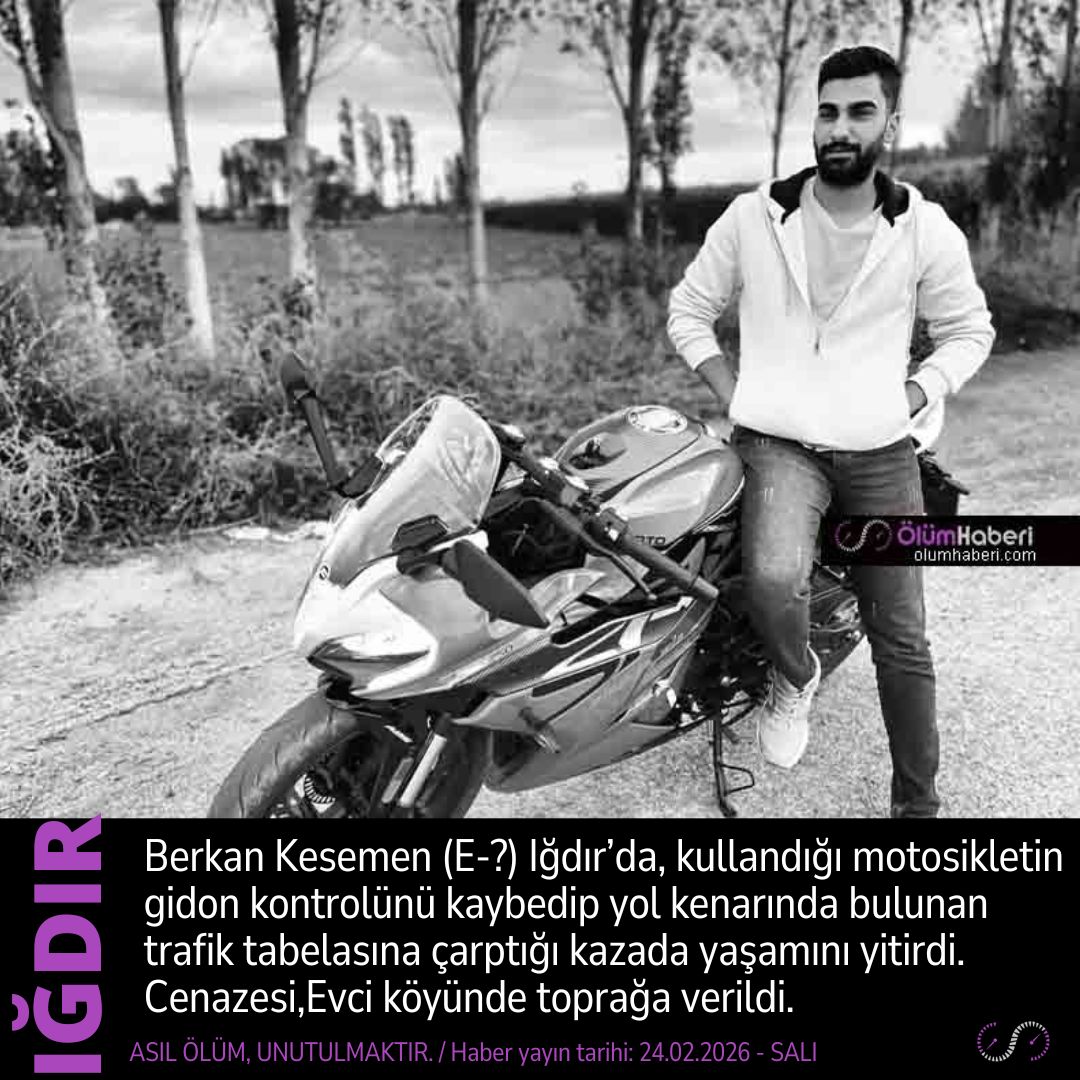 OlumHaberi's tweet photo. Berkan Kesemen (E-?) Iğdır’da, motosiklet kazasında yaşamını yitirdi.
https://t.co/hghjRR0grG
#BerkanKesemen #igdir #motosiklet #kaza #vefat #cenaze https://t.co/Mqnkf7FImb