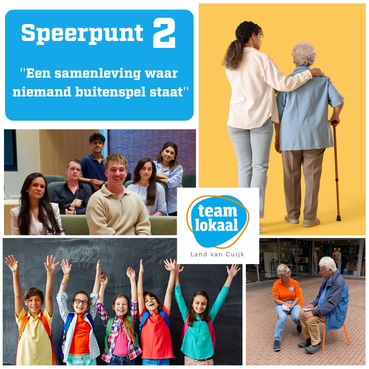🟠🔵Een samenleving waar niemand buitenspel staat? Gewoon doen. 🤝

Wij zorgen voor passende ondersteuning.
Voor kansen op werk.
Voor jeugdzorg op maat.
Voor een toegankelijke gemeente die luistert.

Team Lokaal. Gewoon doen.

Meer over onze speerpunten teamlokaal.nl/speerpunten/