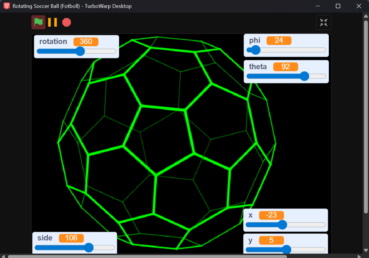 mobluse's tweet photo. developed a rotating soccer ball for Scratch using vibe coding in Gemini AI that generated a Python program that generated the sb3 file for #Scratch3. It was also tested in #TurboWarp. @scratch @RealTurboWarp   https://t.co/xKmChqMKZg https://t.co/pARPWjbp7g