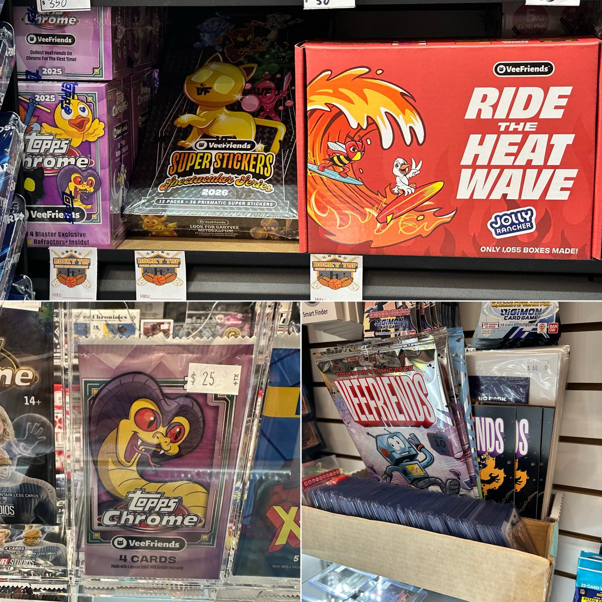 Went on a road trip today 🚙
Used the VF store locator to find Rocky Top Cards &amp; met Phillip!! 👋 Love seeing <a href="/VeeFriendsCards/">VeeFriends Cards</a> on display! 

Bookmark 🔖 his WhatNot show tomorrow @ 5:15pm EST 

<a href="/veefriends/">VeeFriends</a> Spectacular Super Sticker packs on auction ⏳
whatnot.com/s/bUTp0kic