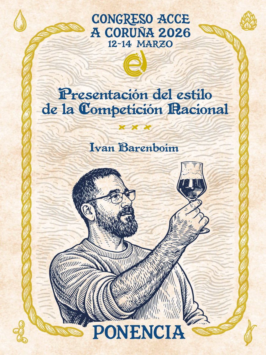 ACCE_Cerveceros's tweet photo. ¡Habemus trovador!
Acompaña a Ivan Barenboim en el Congreso ACCE A Coruña 2026 para la presentación oficial del estilo de la Competición Nacional. Todo lo que necesitas saber para subir al podio, explicado al detalle.
#acce #congresoacce #cervezacasera #acoruňa https://t.co/R4ur17gcRX