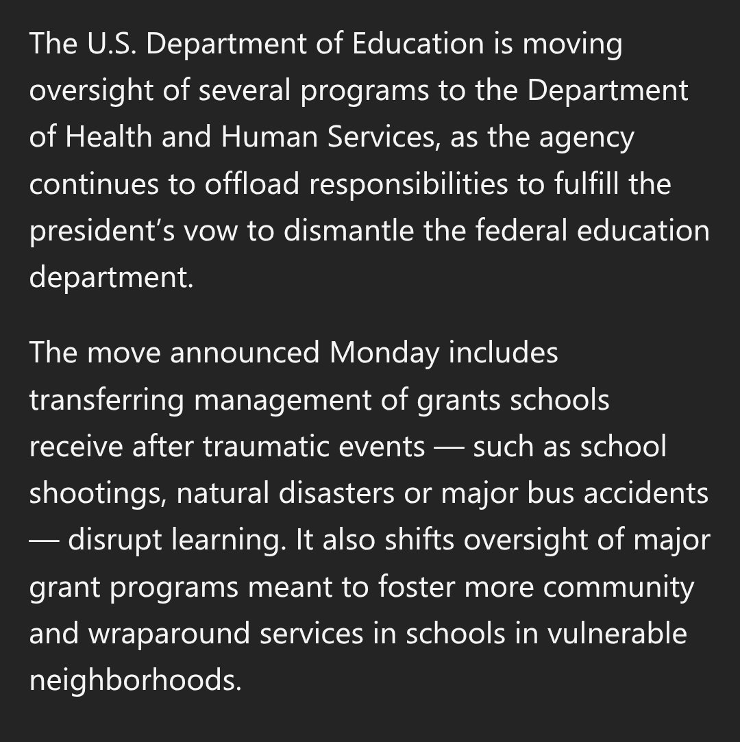 More than anything, the socialist "WSCC Model" or "Whole School, Whole Community, Whole Child" of so-called "Community Schools" is what needs to be dismantled.

msn.com/en-us/news/pol…

<a href="/HHS_Jim/">Deputy Secretary Jim O'Neill</a> <a href="/HHSGCMikeStuart/">HHS General Counsel Mike Stuart</a>