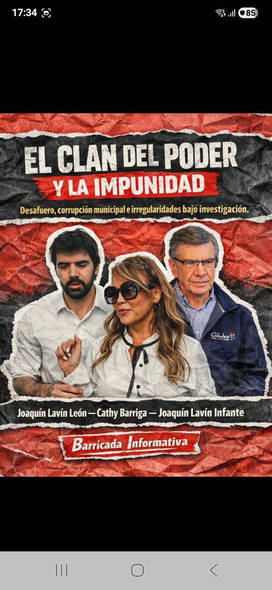 EL CLAN DEL PODER Y LA IMPUNIDAD.!

En Chile nos repitieron durante años que la derecha venía a “ordenar la casa”. Pero cuando uno mira los hechos, lo que aparece es otra cosa: redes de poder, privilegios y escándalos que se acumulan.

Hoy el diputado Joaquín Lavín León está