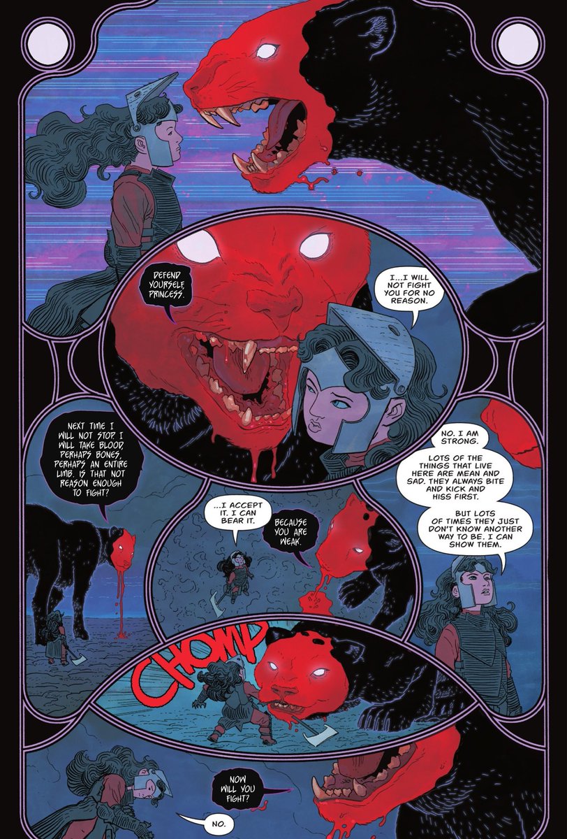 It’s the Manticore y’all so this was Diana’s first real battle. She sticking to her convictions and refusing to cause harm without real threat though.

She’s going as far as to sacrifice herself she is not playing.