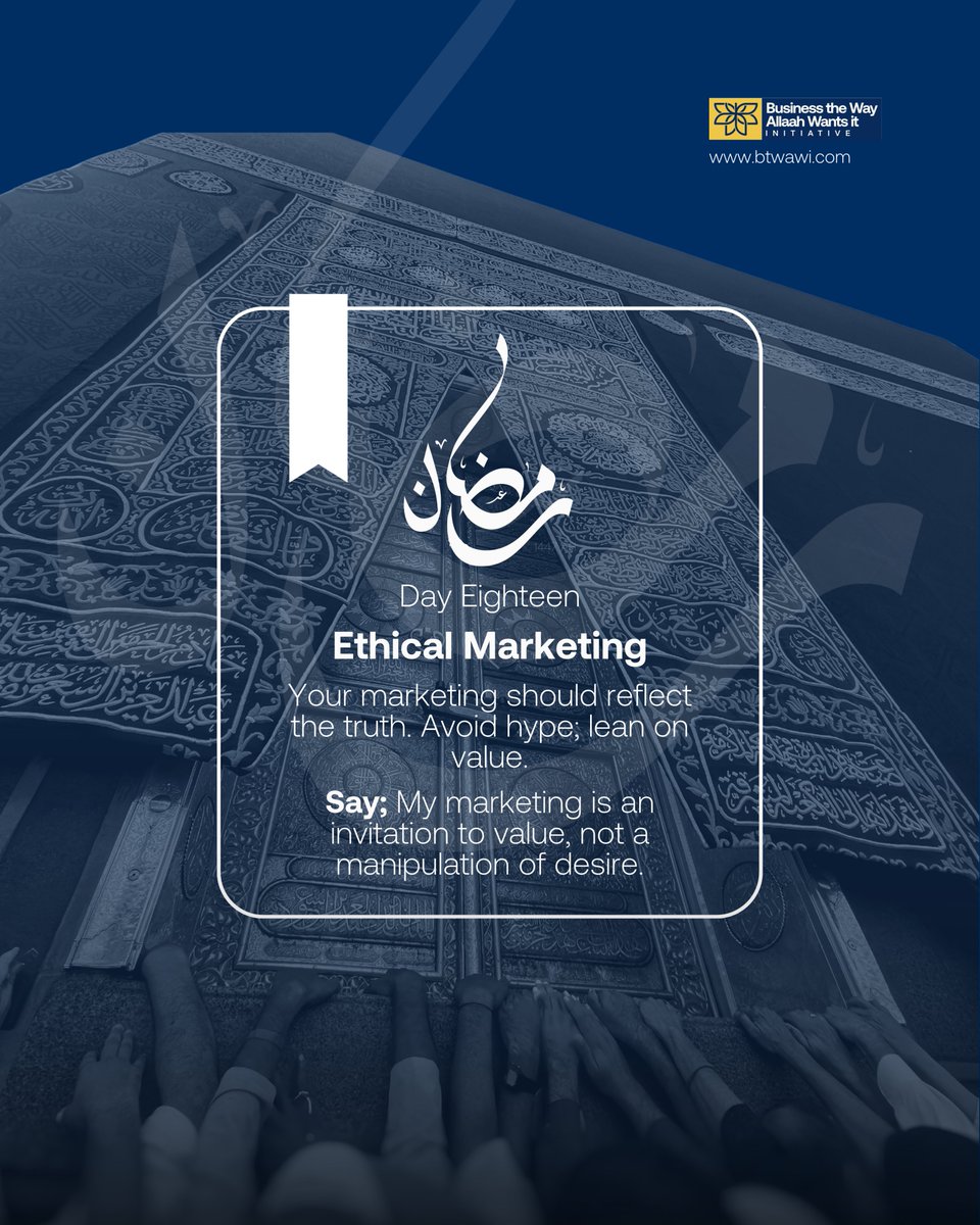 btwawi's tweet photo. Truth builds lasting value.

Let your marketing reflect honesty. Focus on real value instead of empty promises.

#RamadanReminders #EthicalMarketing #HonestBusiness #FaithDrivenBusiness #BTWAWI https://t.co/ngJYffTGxO