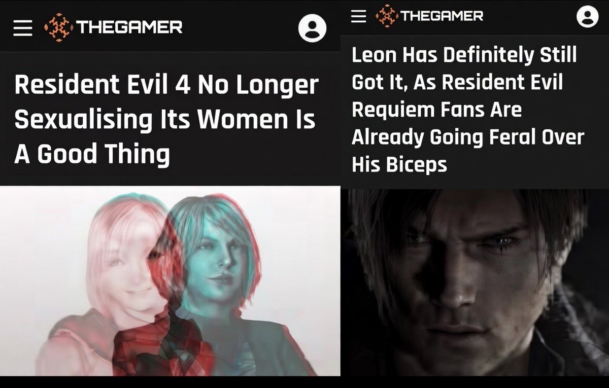 Funny how “hyper-sexualization” is only a problem when it’s women.

Capcom openly bragged about female staff obsessing over Leon’s wrinkles, neck, and muscles, refining him into a straight-up “hot uncle.”

Meanwhile, the female lead gets sent through the ethics department