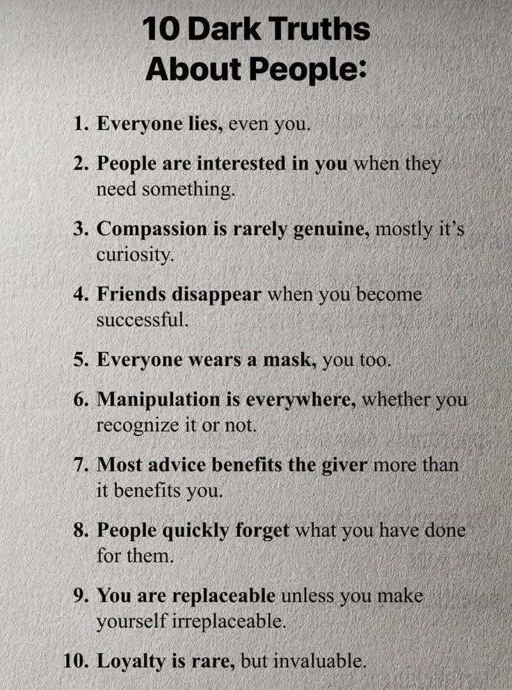 10 Dark Truthy About People: