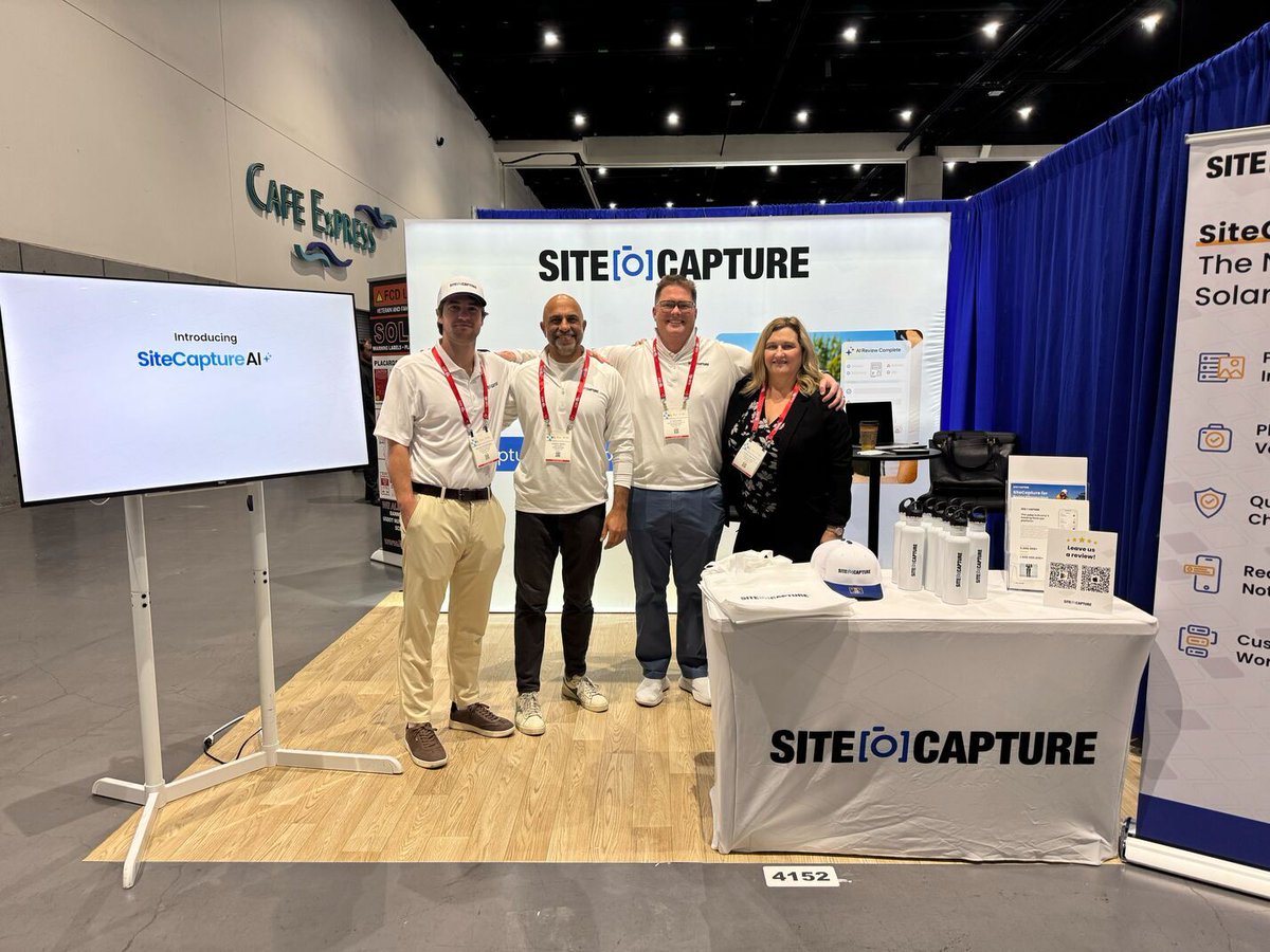 SiteCapture's tweet photo. Had a blast at #IESNA Flagship Conference in San Diego! ☀️ 

Excited to help solar teams thrive in 2026+ by cutting costs &amp; streamlining QA/QC with AI-powered solar field ops.

Huge thanks to @ISNAESNA, @CALSSA_org, our partners, and customers!

#Solar #SolarEnergy #Renewables https://t.co/QFK3x2hsbc