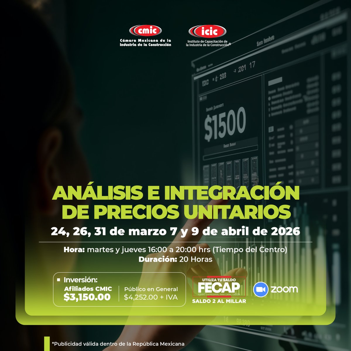 ¡Domina el arte de presupuestar obras con éxito!

• Aprende a analizar y calcular precios unitarios con precisión.
• Crea presupuestos ajustados a la realidad.
• Aplica tus conocimientos en contratos públicos y privados.

📲Más información: bit.ly/CursosICIC