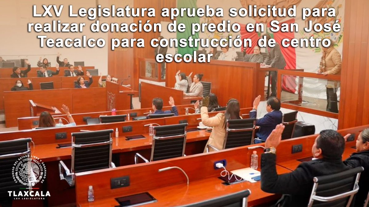 En el desarrollo de la Décima Segunda Sesión Ordinaria, las y los diputados que integran la LXV Legislatura aprobaron el dictamen presentado por la Comisión de Puntos Constitucionales, Gobernación y Justicia y Asuntos Políticos.

Más información 👇👇👇
congresodetlaxcala.gob.mx/lxv-legislatur…