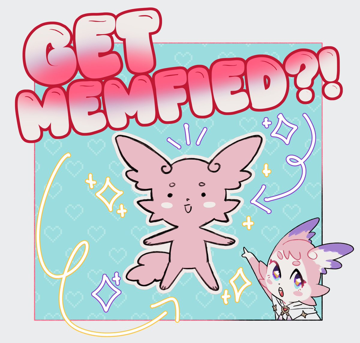pinkmemling's tweet photo. ✨ GET MEMFIED GIVEAWAY ✨

Ever wanted a mem version of your favorite character? Perhaps of yourself? Your original character?

HOW TO ENTER:
🩷 Follow me ( @pinkmemling ) 
🩷RT &amp; like this post!

3 winners and I'll draw them on March 10th 😋 https://t.co/LKCQHgpWCK