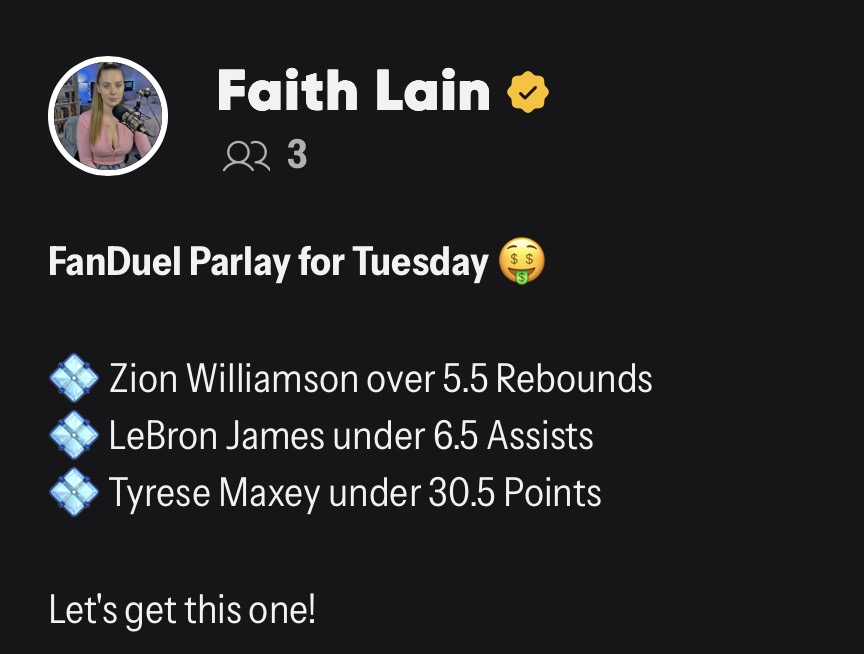 FaithLainSports's tweet photo. Just started my Tails account yesterday so give me a follow! 

Here's a parlay for tonight! https://t.co/tZ518oRguz