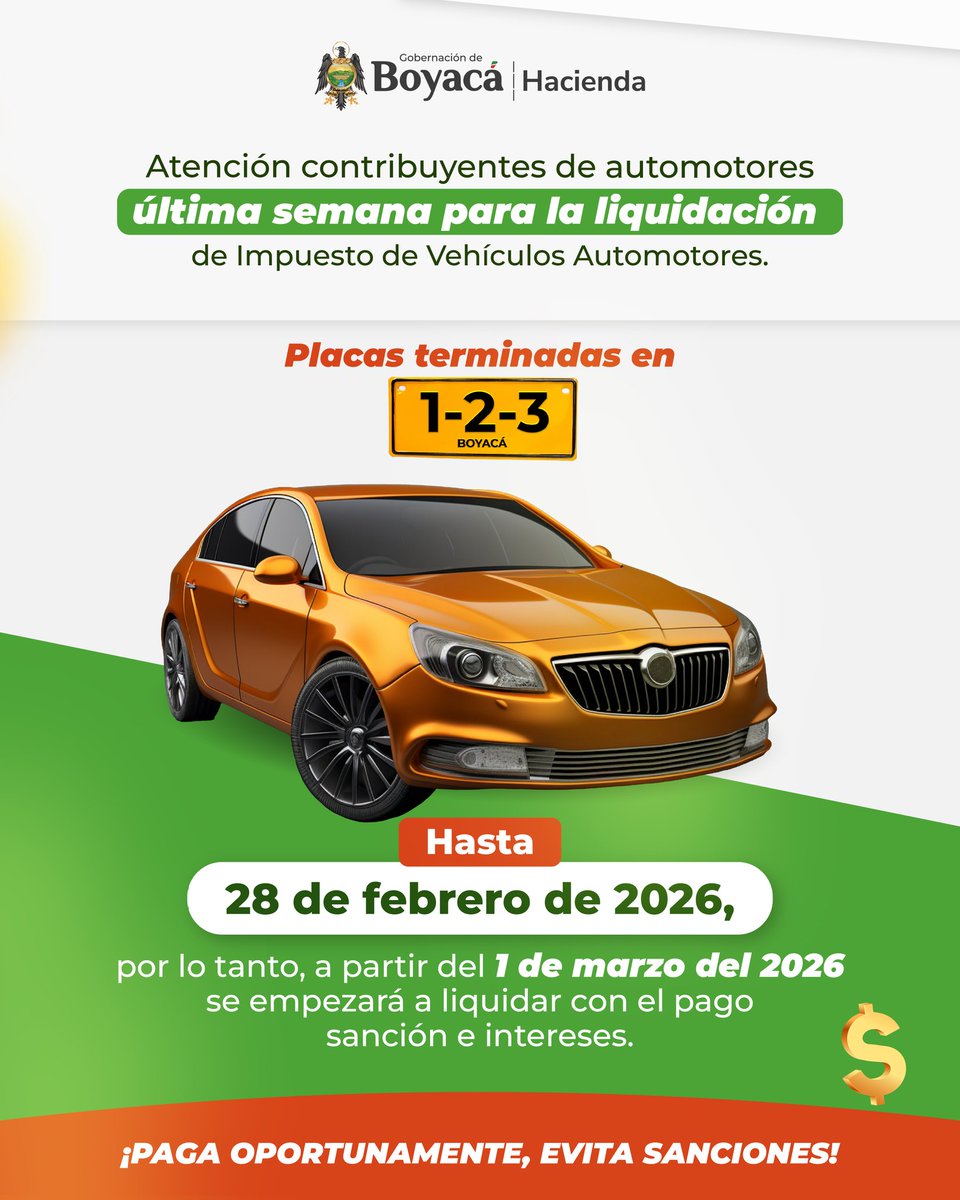 SecHaciendaBoy's tweet photo. La Secretaría de Hacienda recuerda que se aproxima el plazo para la declaración y pago del Impuesto Sobre Vehículos Automotores 👇. https://t.co/oEEYqhed2F