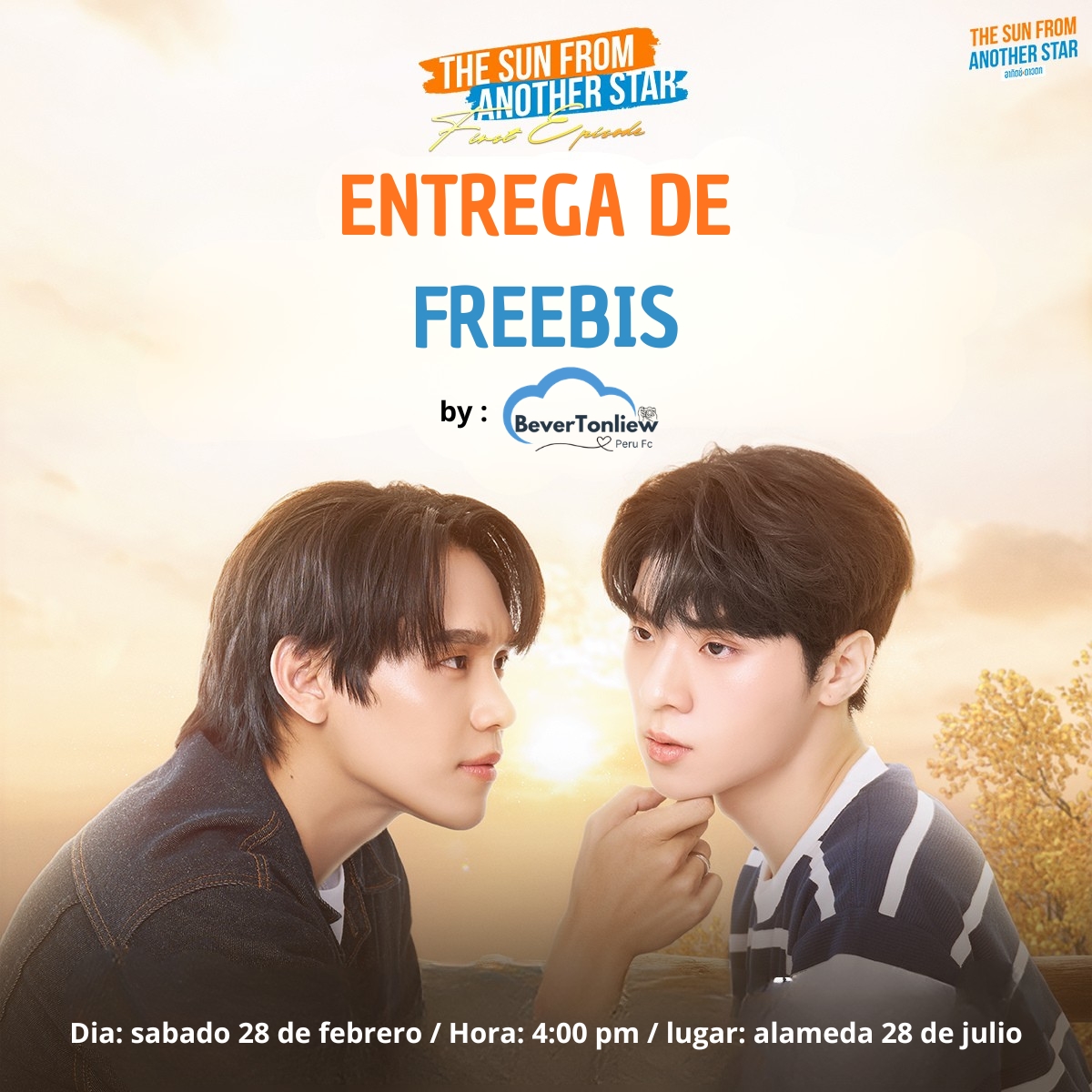 BT27_peruFc's tweet photo. hola a las personitas de #lima
estaremos repartiendo freebis por el estreno de la hisotira de #arthit y #dao
info en la foto o en IG
#bbverpj #tonliewmtp #บีเวอร์ต้นหลิว #FoureverYou #peru https://t.co/c4ZyfwWmkt