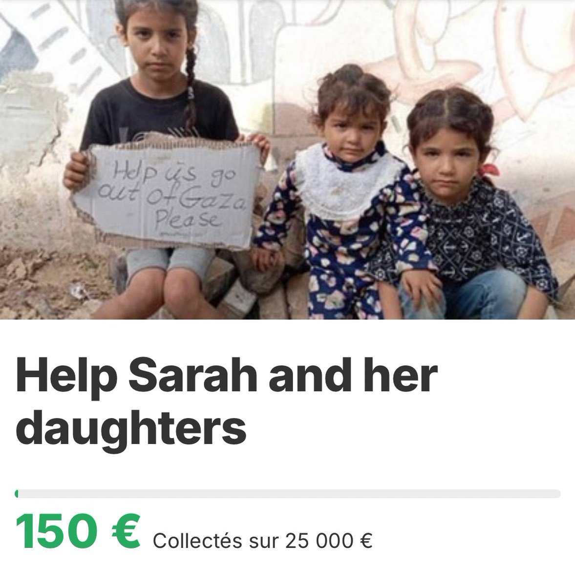 ‼️‼️ URGENT 

En ce mois de ramadan n’oublions pas nos frères et sœurs qui vivent des atrocités tous les jours. Sarah et ses filles n’ont pas de quoi se nourrir et leur tente tient à peine debout, prenez le temps de faire des dons et de partager s’il vous plait!! Elles comptent