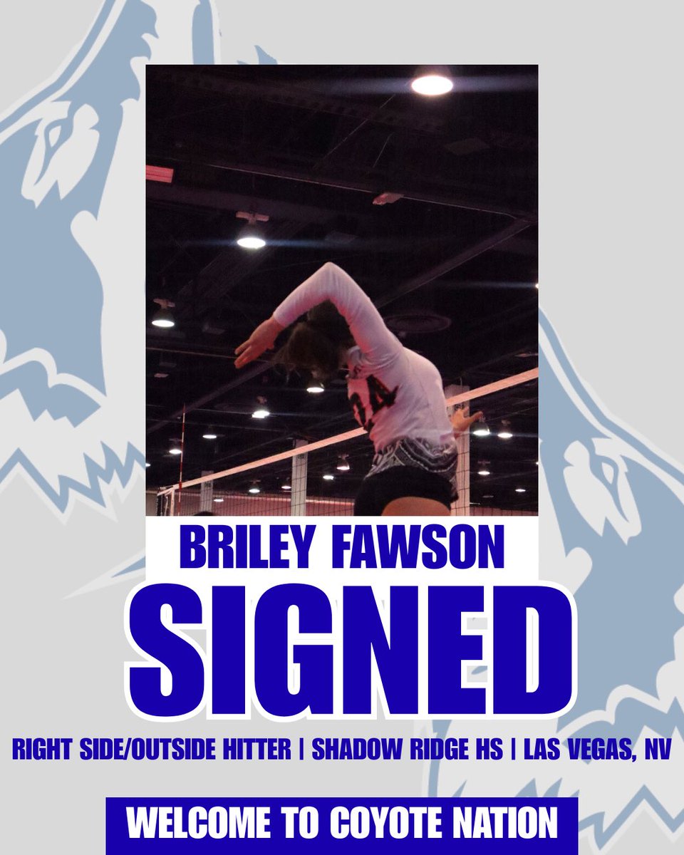 CSN_Vball's tweet photo. The Coyote Family would like to welcome Briley Fawson to the PACK‼️ 🐺🏐🔥

 Briley comes to us from Shadow Ridge High School in Las Vegas, NV and projects to be an impactful piece of Coach K’s incoming recruiting class.

#CoyoteCommits #YoungYotes https://t.co/13CtvMnVuK