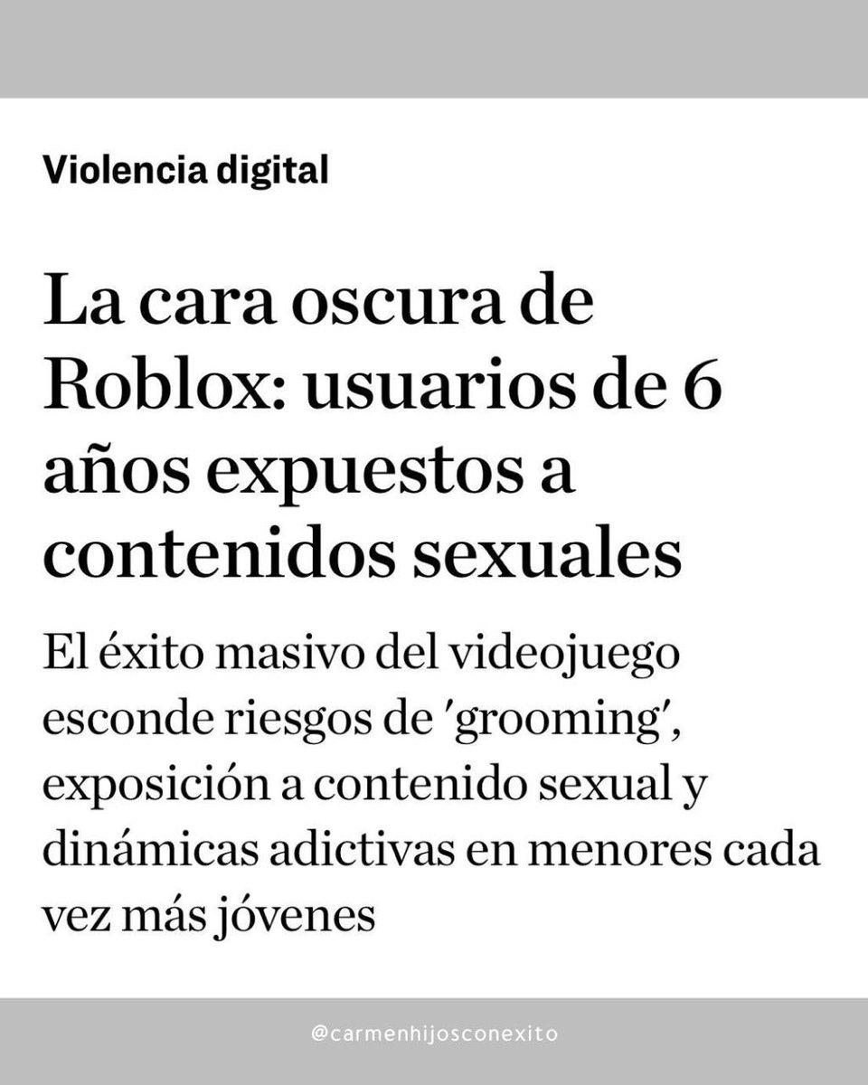 🔘La cara oculta de Roblox. La periodista Nuria Bigas me ha realizado una entrevista para el periódico ARA. 

🔗Artículo completo es.ara.cat/criaturas/ries…. 
📚En mi libro ‘Pon límites, no pantallas’ te ayudo a gestionar el uso que hacen tus menores de las tecnologías.
<a href="/nuriabigas/">Núria Bigas Formatjé</a>