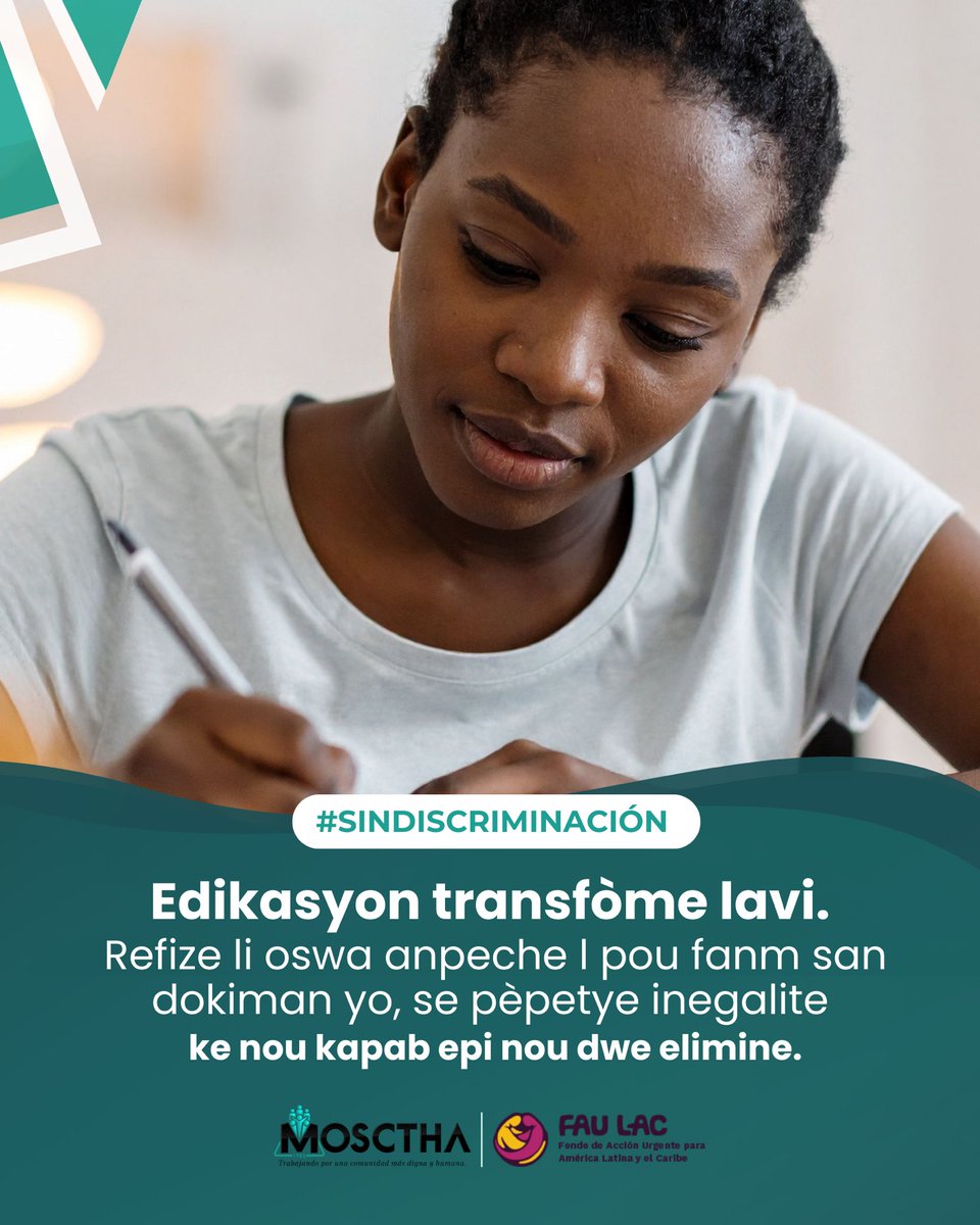 mosctha's tweet photo. ¡La educación transforma vidas!
❌Negarla o dificultarla a mujeres sin documentación perpetúa desigualdades que podemos y debemos erradicar. 

Edikasyon transfòme lavi!
❌ Refize li oswa anpeche l pou fanm san dokiman yo, se pèpetye inegalite  ke nou kapab epi nou dwe elimine. https://t.co/S8s97XmxiU