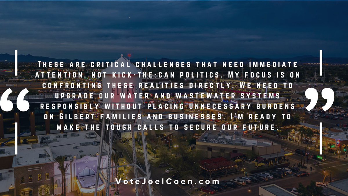 VoteJoelCoen's tweet image. Let’s talk about the elephants in the room: rising water rates and aging infrastructure. 💧

#GilbertWater #Infrastructure #RealSolutions #VoteJoelCoen
