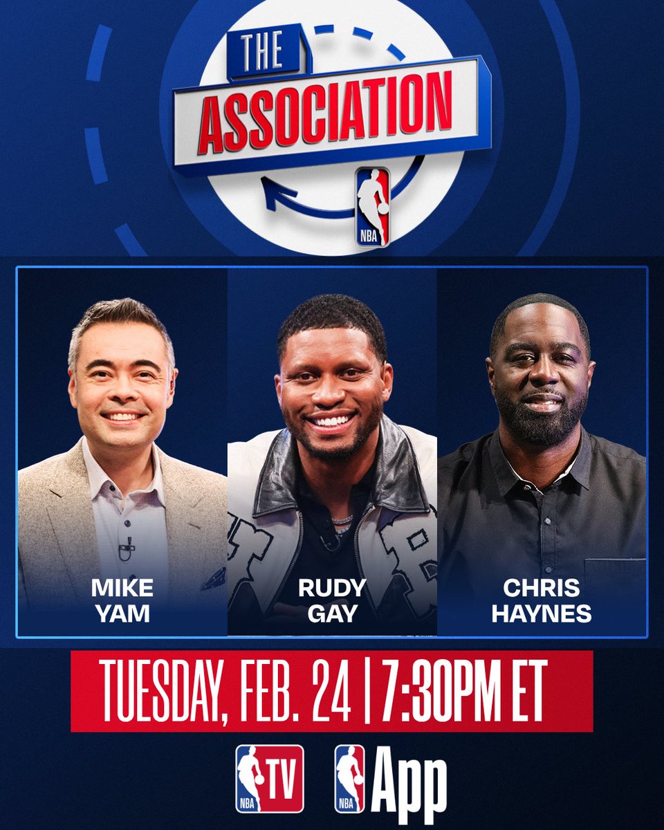 It's a Coast 2 Coast Tuesday on Peacock! ✈️
Don't miss The Association at 7:30pm/et on NBA TV and the NBA App as @Mike_Yam , @RudyGay , and @ChrisBHaynes take you around the league through tonight's 11-game slate, featuring Knicks/Cavaliers and Timberwolves/Trail Blazers!