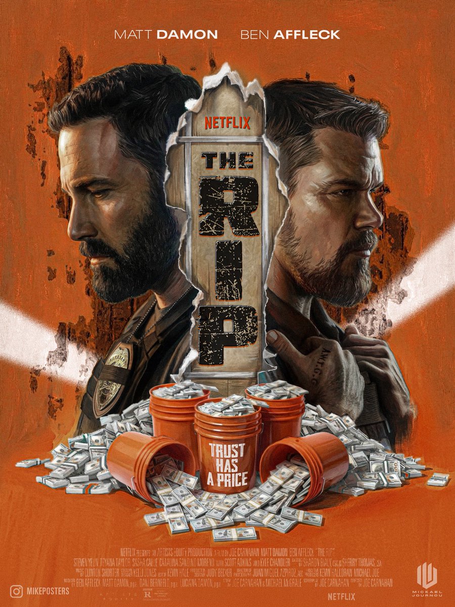 MickaelJournou's tweet image. My poster for THE RIP 💰 Joe Carnahan’s thriller with Affleck &amp;amp; Damon. Now streaming on @netflix #therip #benaffleck #mattdamon