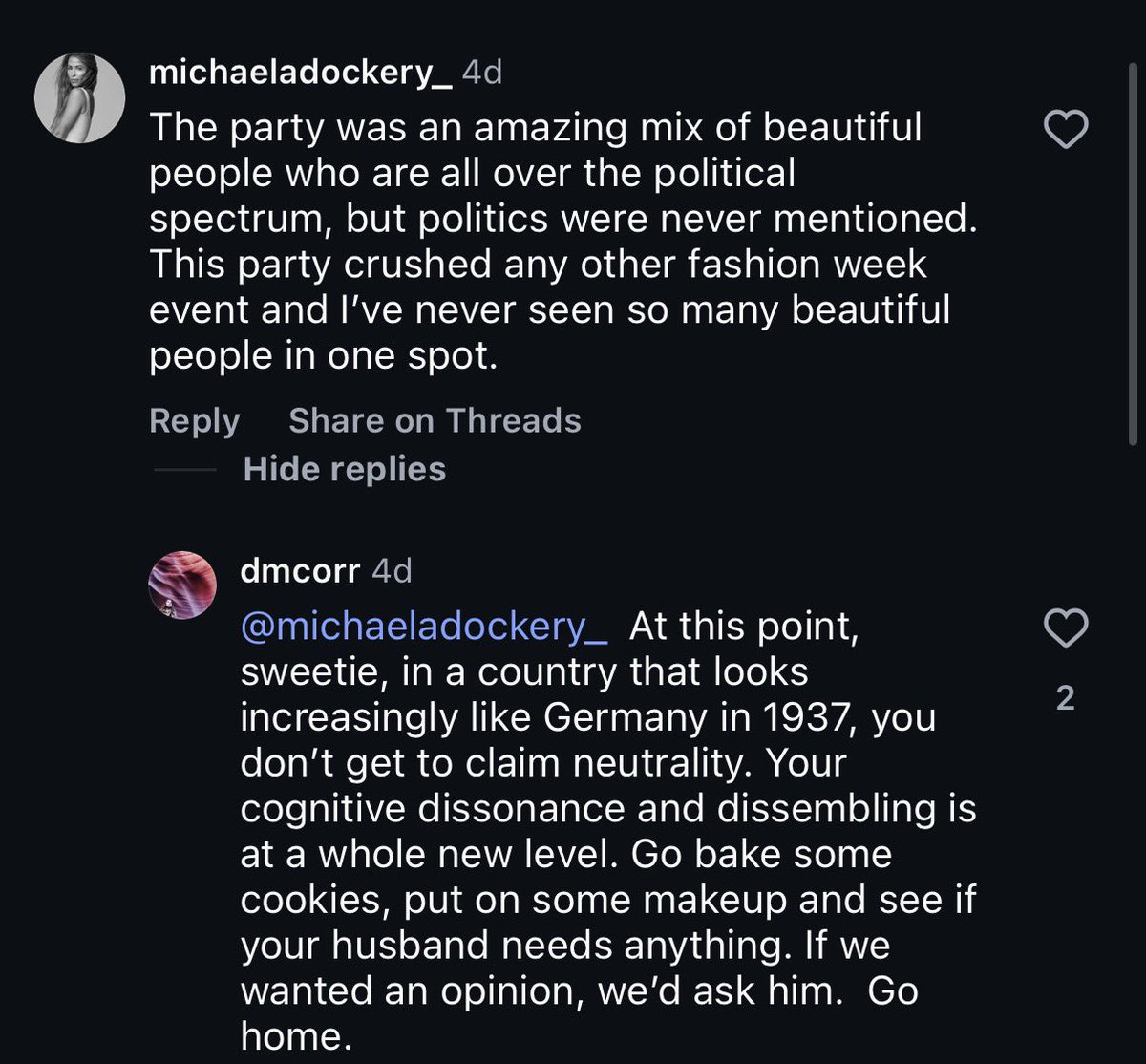 therealmdockery's tweet photo. I’ve realized these poor libs can’t leave me alone because they are lonely and are also obsessed with baking? So I baked for you (after I was done with pilates and all my work calls) 

Modern feminism told women independence would bring peace.
It forgot to mention loneliness. https://t.co/ydPJ6relRW