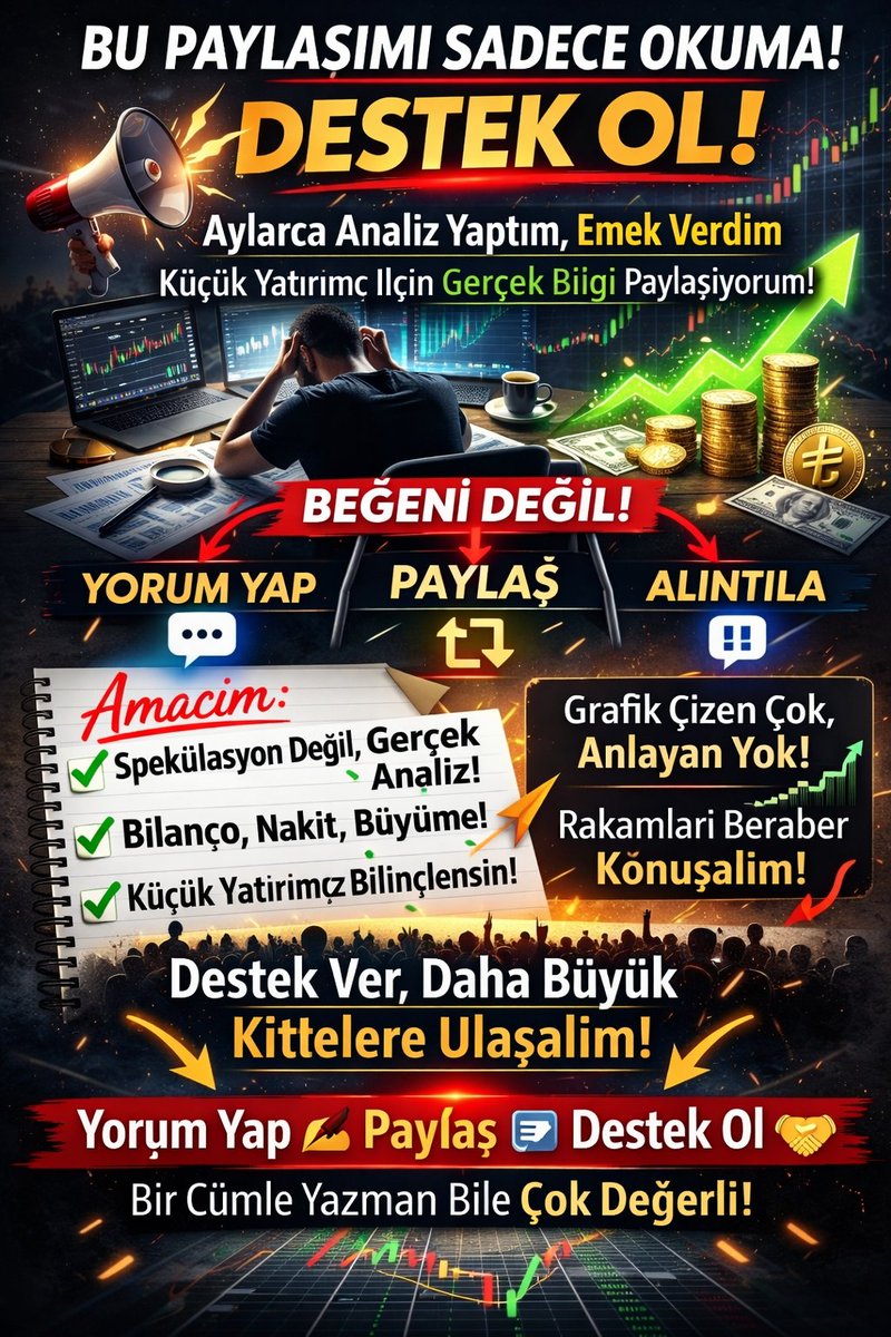 Bunu ilk kez bu kadar açık yazıyorum.

Aylarca bilanço okudum.
Saatlerce Excel başında kaldım.
Faaliyet raporlarını didik didik ettim.

Amacım neydi?

Küçük yatırımcıya gerçekten fayda sağlamak.
Gürültünün içinde kaybolmasın diye.
Spekülasyonla değil, veriyle hareket etsin diye.