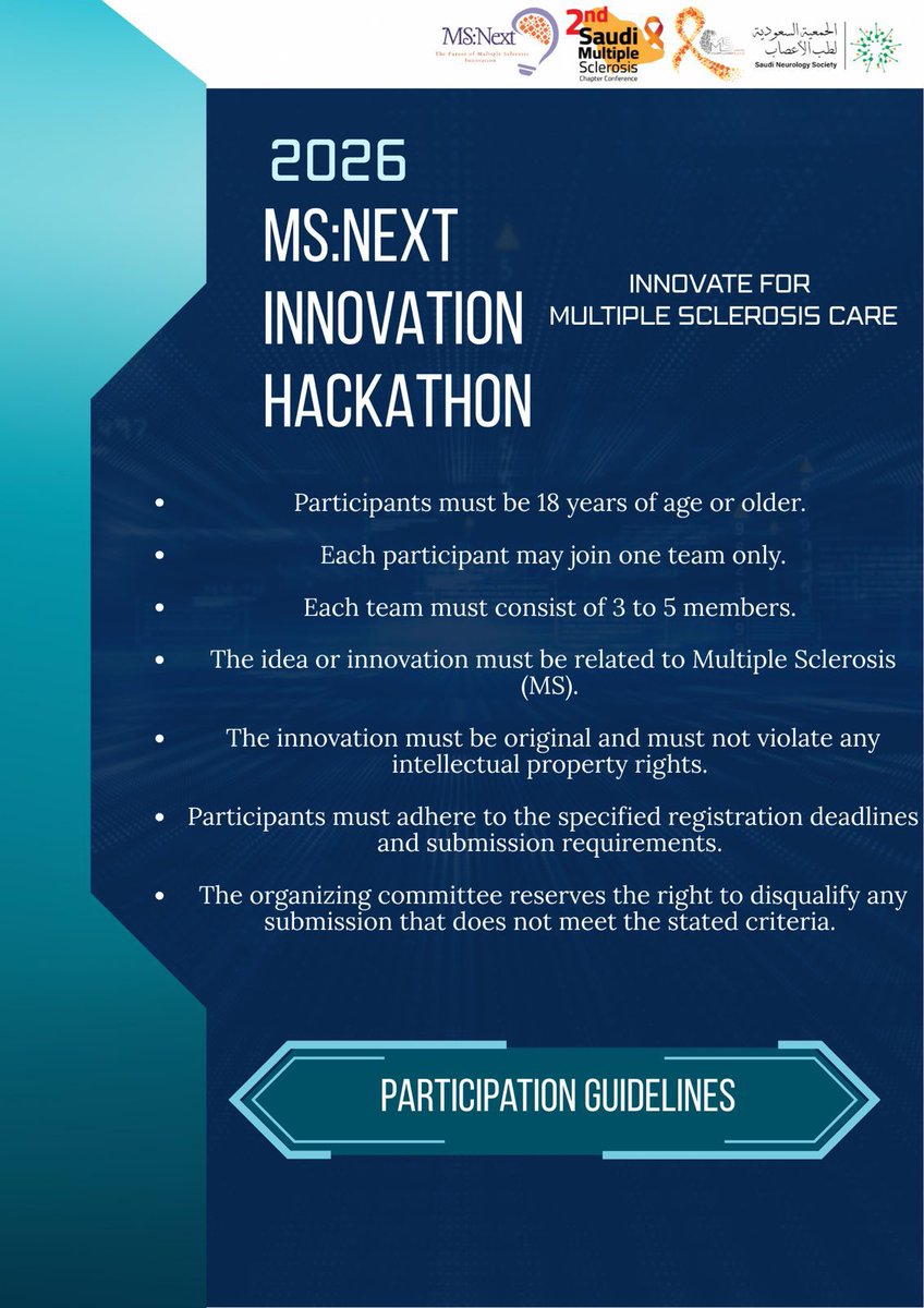 msnextsaudi's tweet photo. The journey begins now.🧠
Before joining the MS Hackathon, make sure to review the official participation guidelines carefully and explore the official timeline of the MS Hackathon ⏳.
Stay aligned with the milestones and make every stage count🎖️
#MSNext
#InnovateForMS https://t.co/ciF7H1KJeY