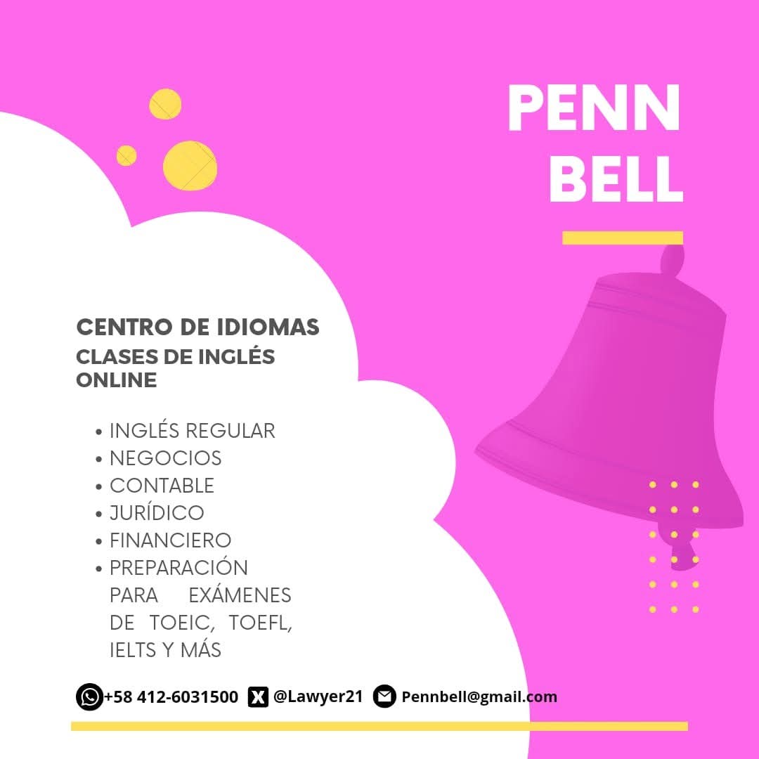 🟣 Porfa, ayuda con RT y Me Gusta. Tengo pocos alumnos n este momento y yo mantengo mi hogar Mil gracias 🙏 

🟣  Profesora de inglés certificada, +25 años de experiencia ofrece CLASES PARTÍCULARES DE INGLÉS ONLINE. OFERTA INLGLÉS REGULAR Y NEGOCIOS 📌

🟣 WhatsApp+584126031500
