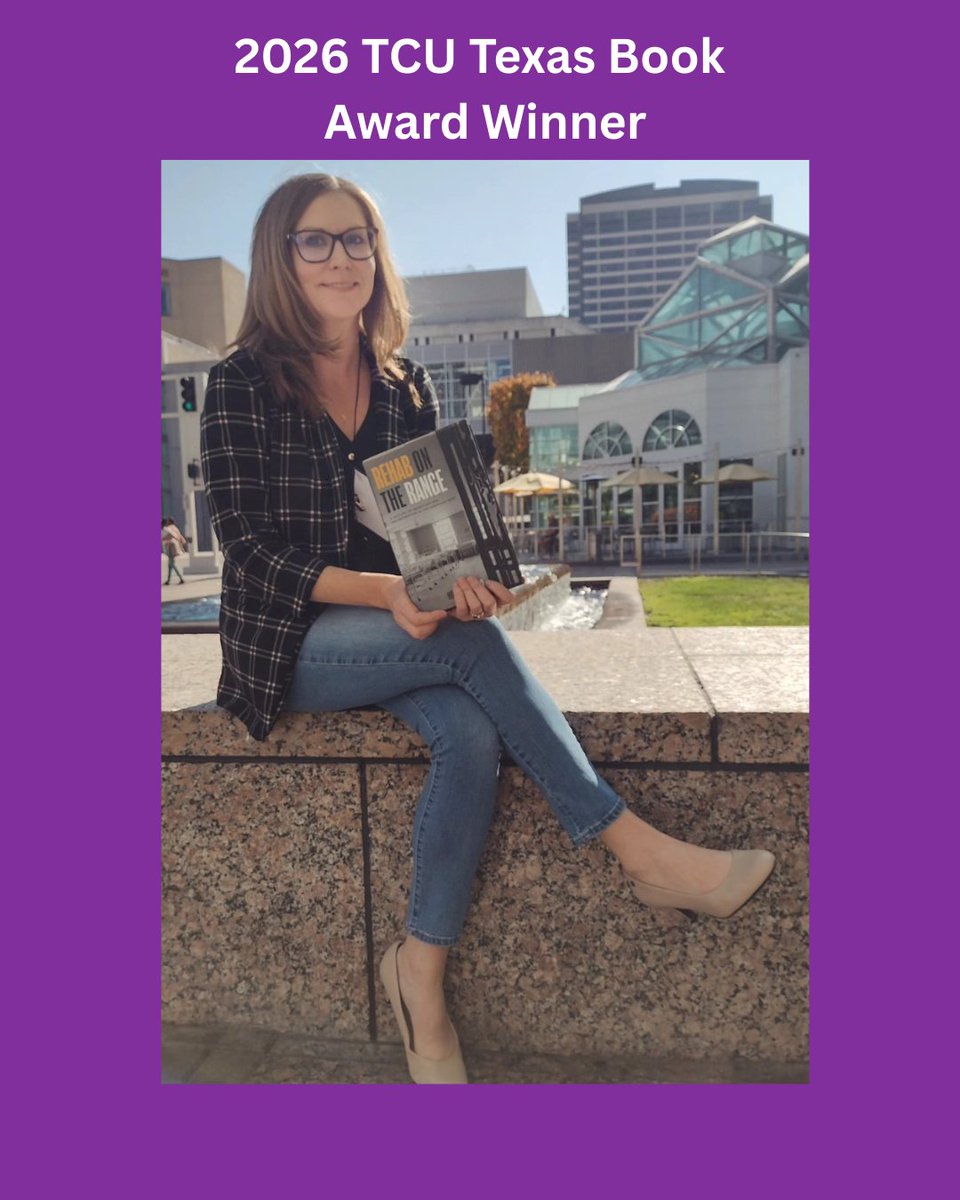 TCULibrary's tweet photo. Join us April 14 at 6:30 PM at the Dee J. Kelly Alumni &amp; Visitor Center for the Texas Book Award Dinner featuring author Holly M. Karibo!

She'll discuss her winning book, "Rehab on the Range," followed by a Q&amp;A and book signing.  Learn more: https://t.co/aMz9Jt7arv https://t.co/efLSeidjAi