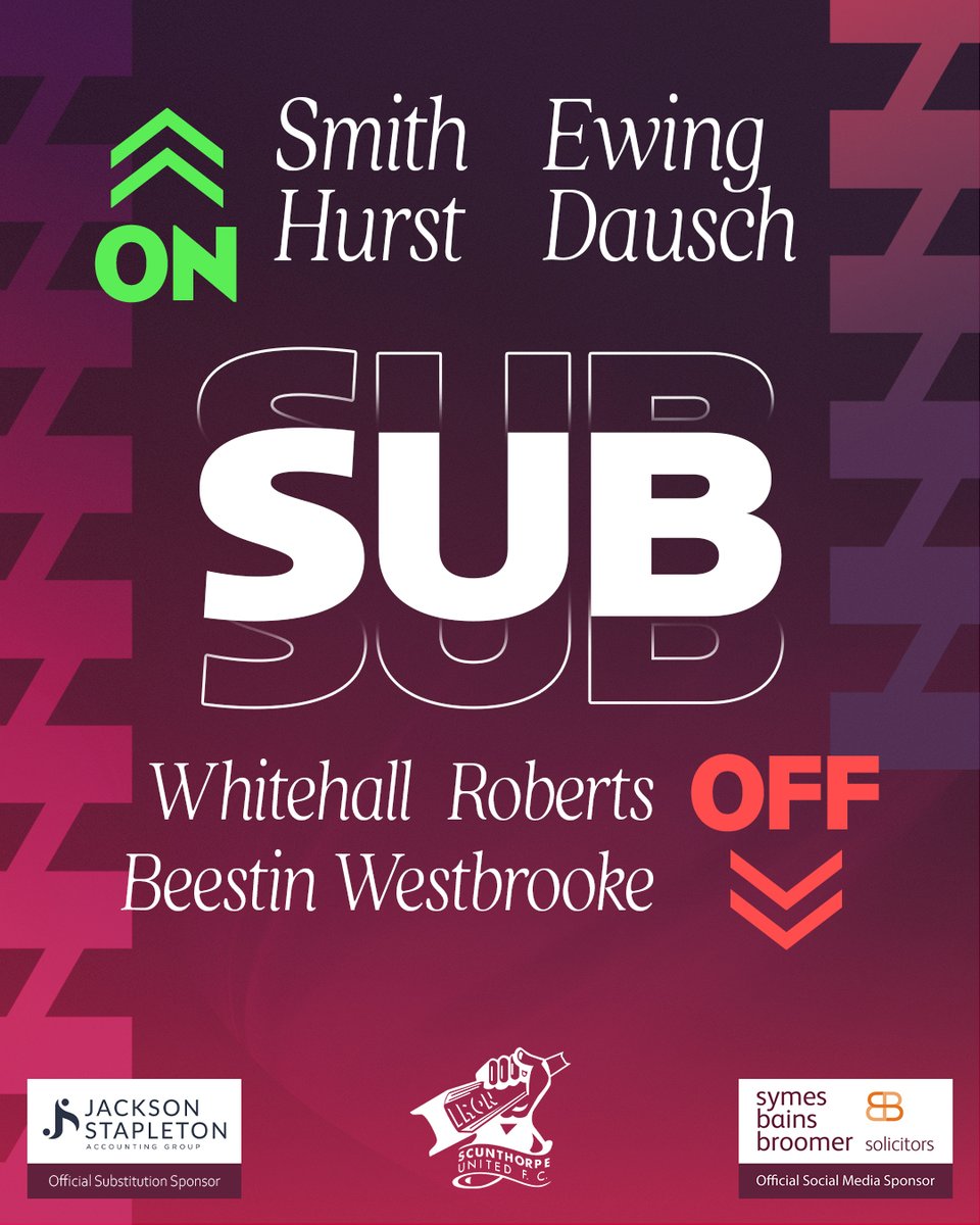 SUFCOfficial's tweet photo. 🔄 73’ 𝐈𝐑𝐎𝐍 𝐒𝐔𝐁𝐒𝐓𝐈𝐓𝐔𝐓𝐈𝐎𝐍𝐒

⬅️ Danny Whitehall, Callum Roberts, Zain Westbrooke,
🔛 Aidan Dausch, Connor Smith, Oli Ewing, Kyle Hurst

🔁 ꜱᴜʙꜱᴛɪᴛᴜᴛɪᴏɴꜱ ᴀʀᴇ ꜱᴘᴏɴꜱᴏʀᴇ��� ʙʏ ᴊᴀᴄᴋꜱᴏɴ ꜱᴛᴀᴘʟᴇᴛᴏɴ ᴀᴄᴄᴏᴜɴᴛᴀɴᴛꜱ

(IRON 0-3 YORK)

🤝 Buying or leasing business premises? Speak to Symes Bains Broomer Solicitors about commercial property 👉 https://t.co/XuEwwHmeD9

#UTI #IRON