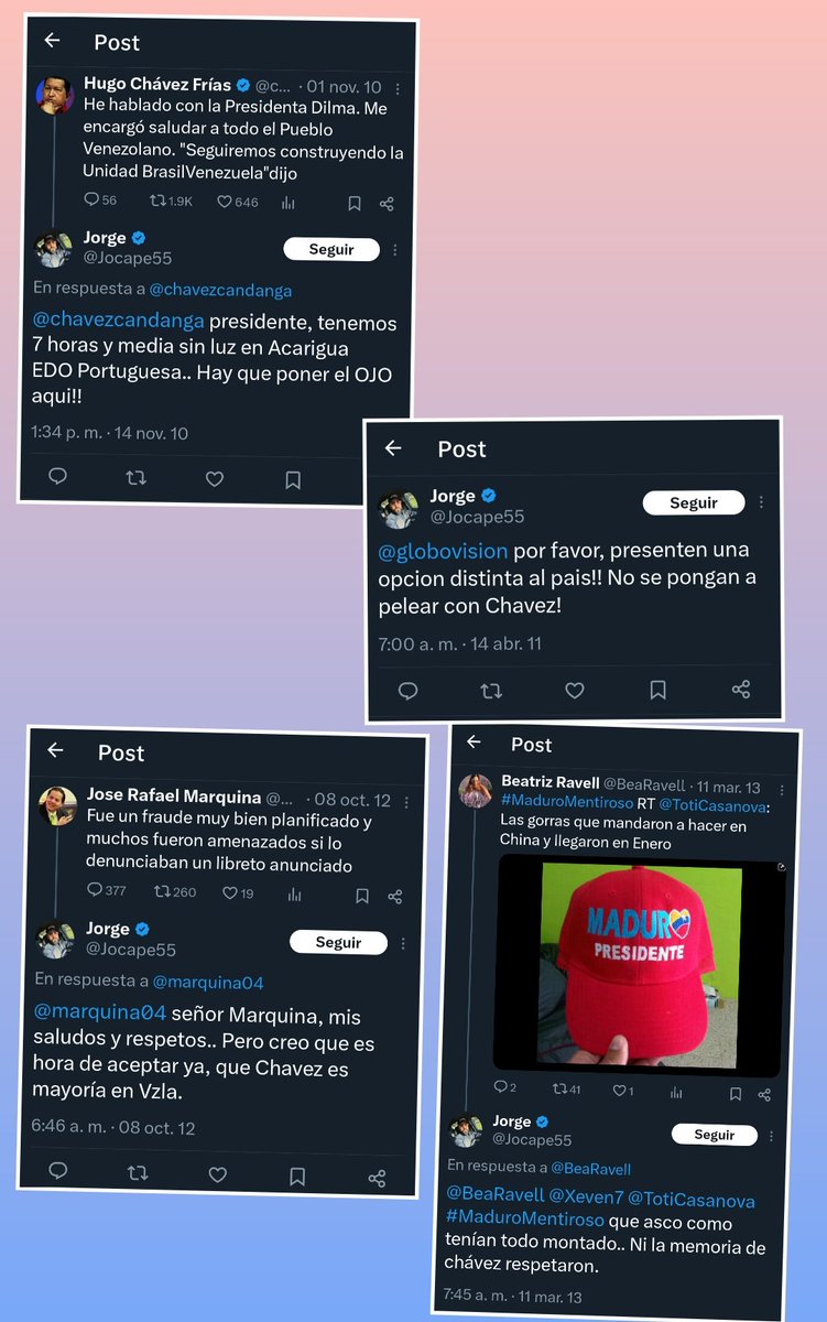 <a href="/SandraGPaz/">SANDRA</a> <a href="/Politiqueando33/">Politiqueando</a> <a href="/digitaliana/">Iguana Paranoide 🇻🇪</a> <a href="/Aragorn666/">Angel</a> <a href="/Observador51UP/">☭⃠bservador</a> <a href="/sandraxavierxav/">sandra xavier</a> <a href="/Diego1404/">Diego</a> <a href="/TURI_amo65/">RAUL L.</a> <a href="/brawshella/">lucastrado</a> <a href="/JuanBorrelli2/">Juan Borrelliᶠᵃᵏᵉ</a> <a href="/japm12393/">jennixon</a> <a href="/RMTechniq/">L. Osiris a.k.a R2D2 b. billete</a> <a href="/nodrums/">R2.Row</a> <a href="/EdiColms/">✯𝙀𝘿𝙄✯✌🏼🇻🇪</a> <a href="/Limon_Andino/">Señorita Limón</a> <a href="/ErGuasonCriollo/">Guason Criollo</a> <a href="/Abg_yasminelena/">Abogado Yasmin Elena Garcia Villarroel</a> <a href="/liberbrando/">liberbrando</a> <a href="/heribertoenriq/">Heriberto Bravo</a> Al parecer si, esa secta se llama la cordillera... Y estos son algunos de sus compinches...

Todas unas porquerías que luego de haber haber contribuido con la destrucción del país, huyeron como una ratas a parásitar en el imperio meesmo que tanto despotricaron.

GDHP