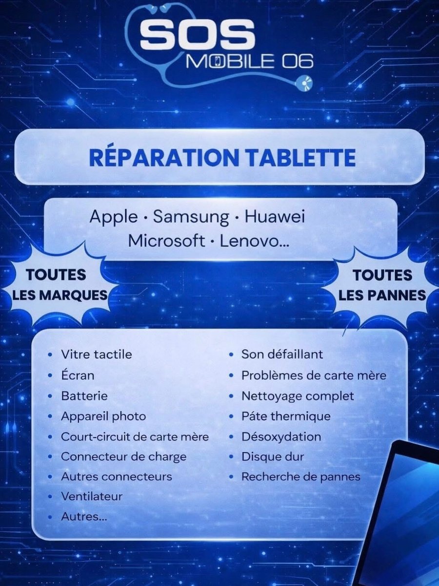 sosmobile06's tweet photo. 📱Réparation Tablettes 📱 https://t.co/J8zs19dDyY
