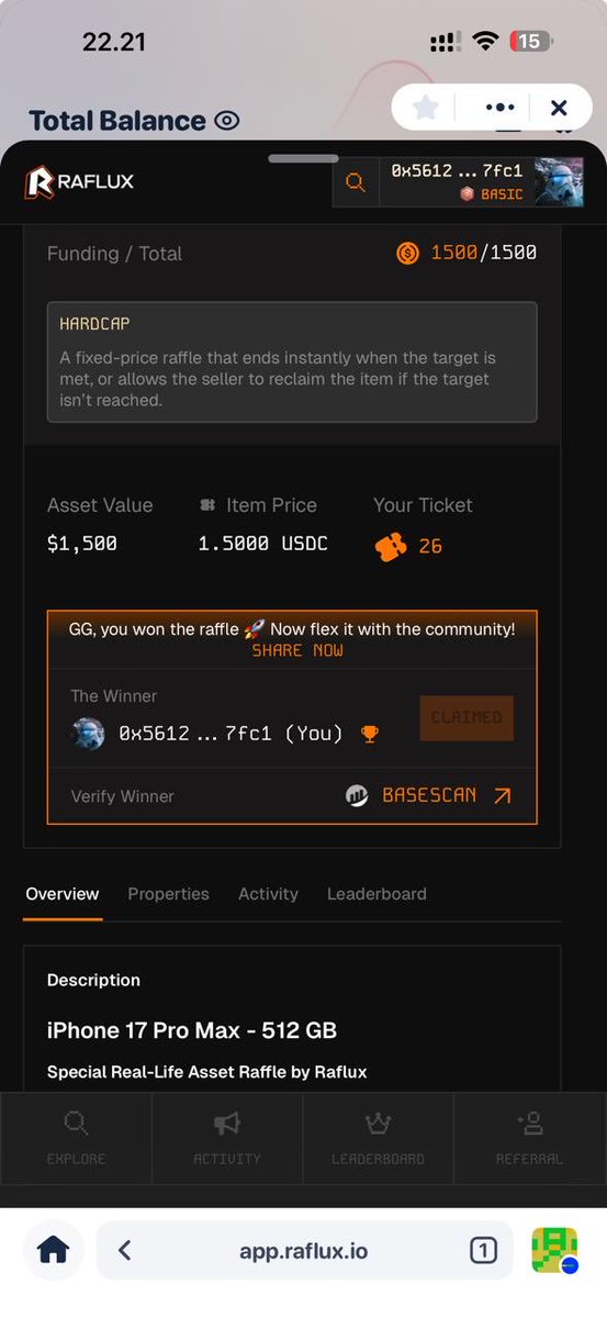 melv1nson17's tweet photo. i still dont believe it….

i won iphone 17 max on @Raflux_io 

first time i saw raflux on twitter. I created new wallet throw 40 dollars and forget it 
today the team dm me ask me to fill data for shipping 

i will post the iphone after I receive it 
real legit raffle platform https://t.co/vWrPyEFjz4