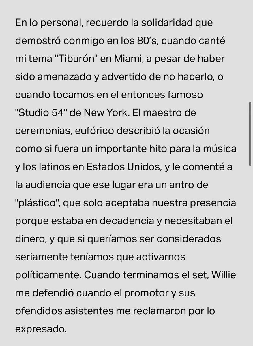 Este es un gran momento de la carta de despedida de Blades a Colón: