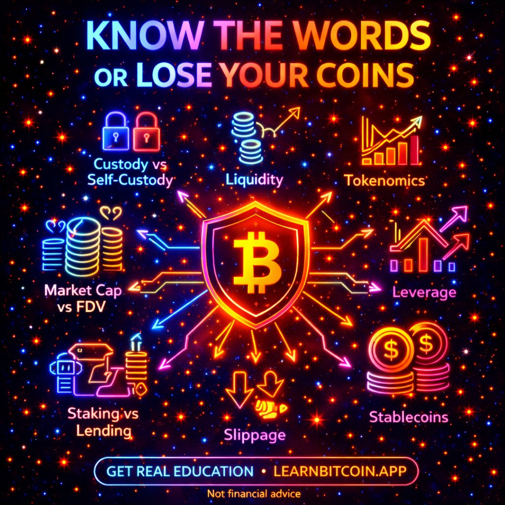 BTC_teach's tweet photo. We just dropped a no-hype breakdown of the crypto vocabulary you must understand before risking a dollar.

Because if you don’t understand the words, you are the exit liquidity.

Read it here:
👉 https://t.co/qfG89zpLmF https://t.co/4oChxEbJo9