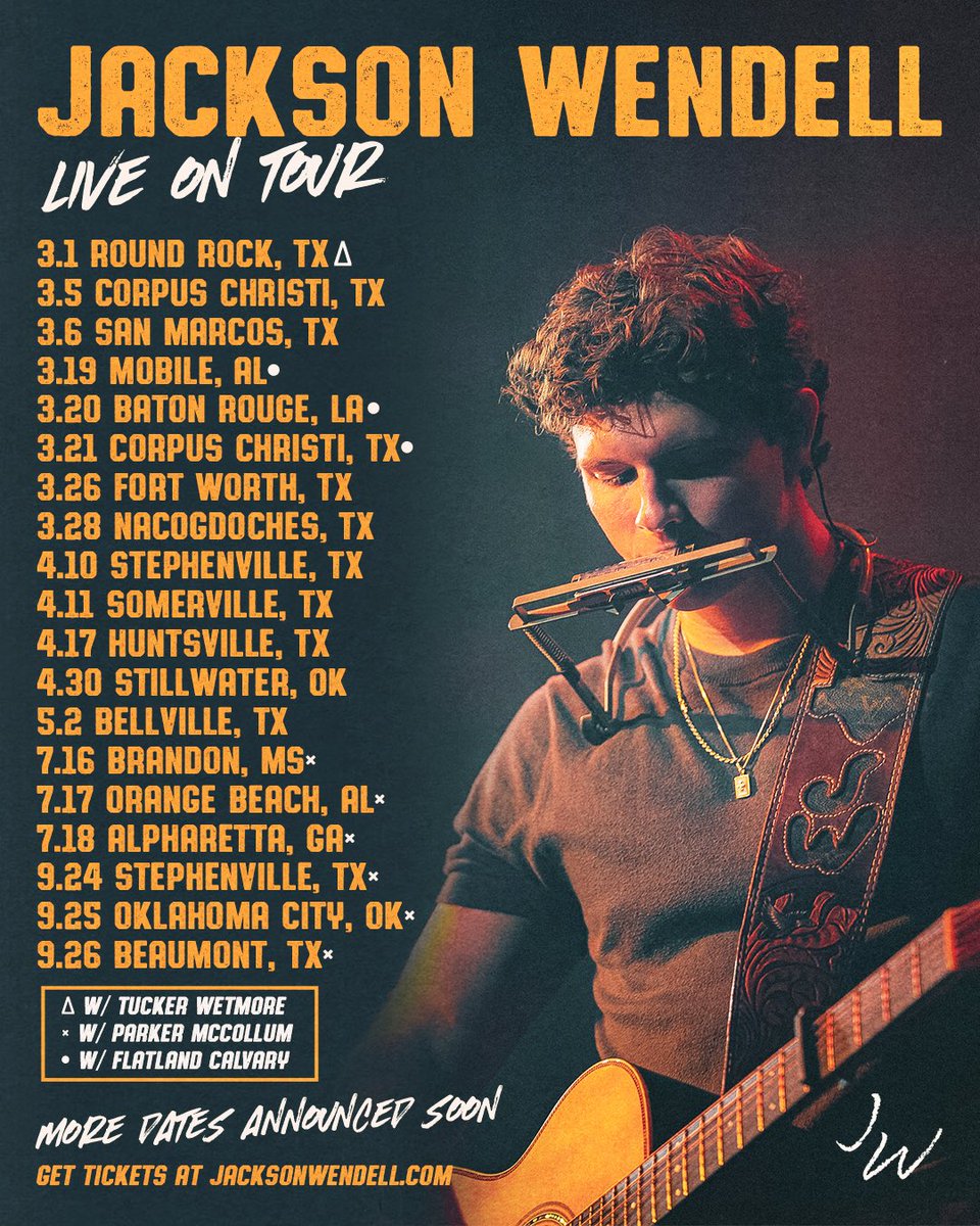 New dates added! See y’all on the road ✌️jacksonwendell.com/jwshows